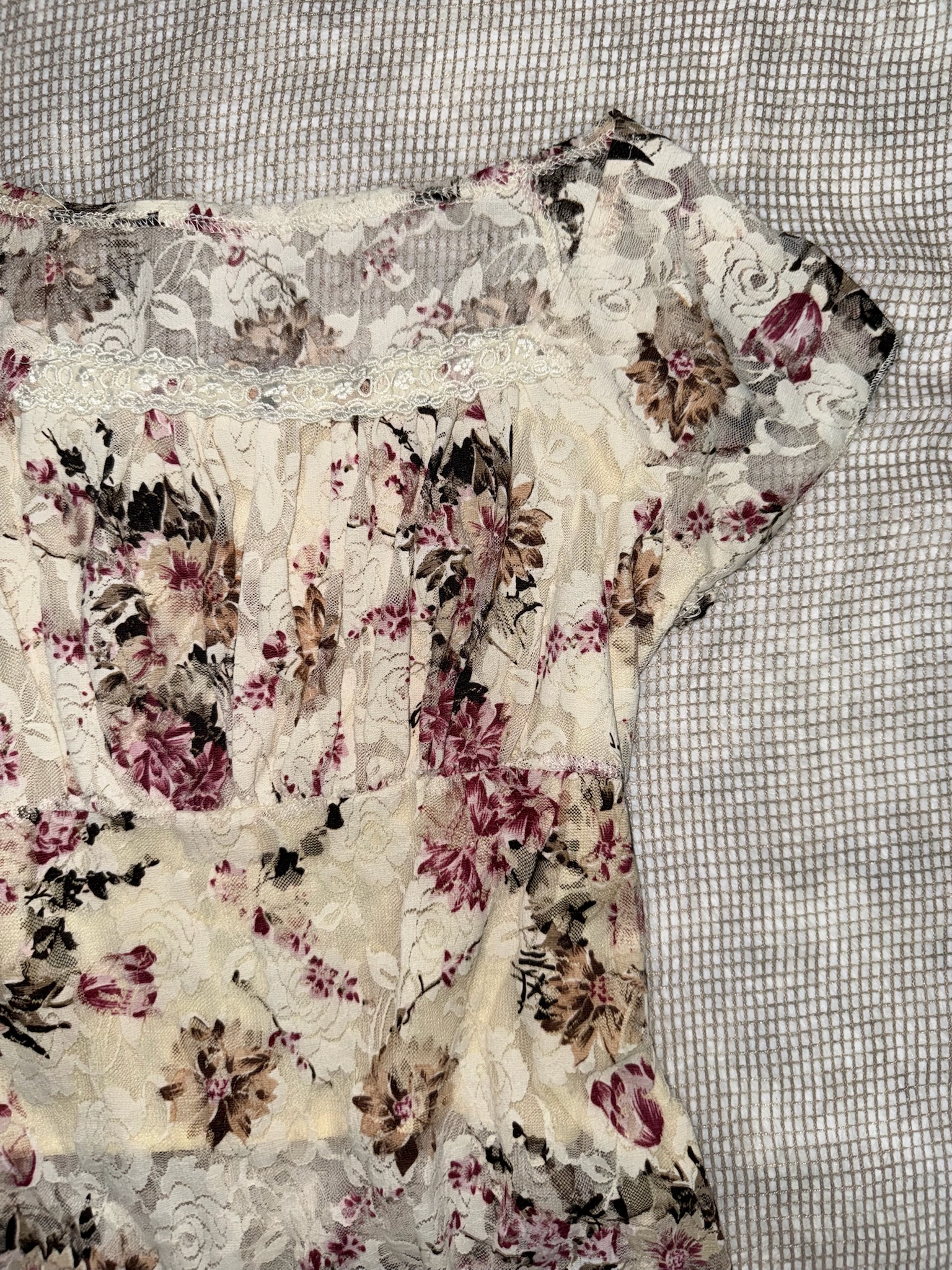 Antique Floral Lace Milkmaid Blouse