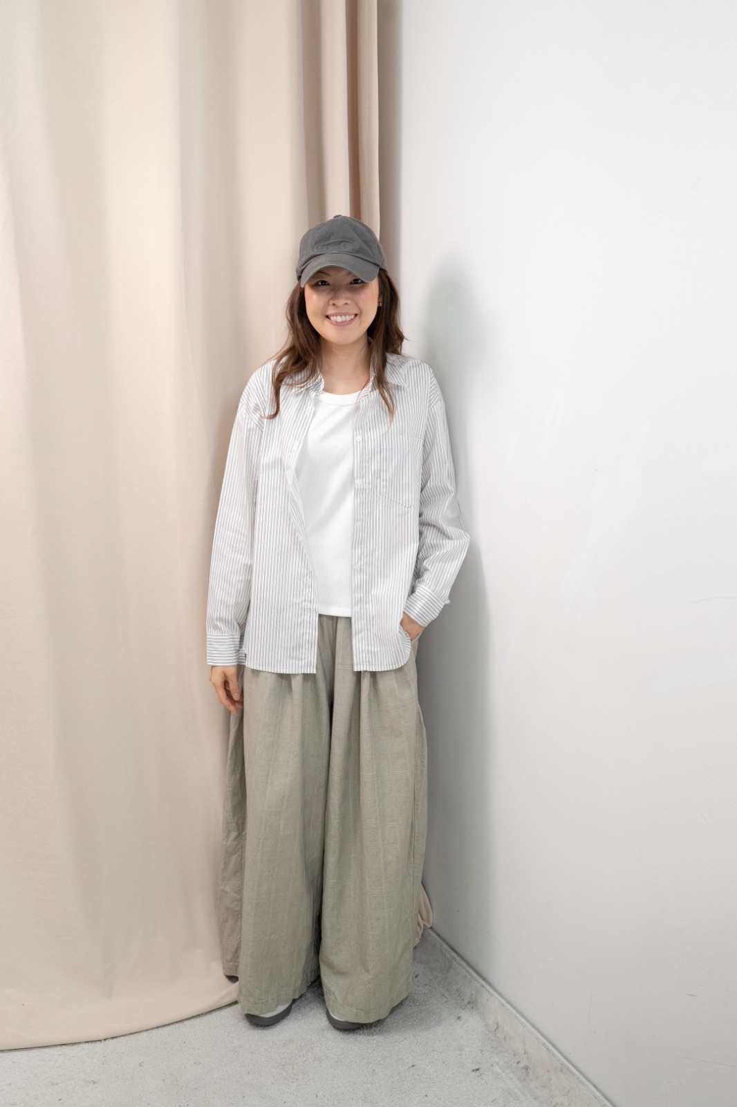 直間紋Smart causal 襯衫（米啡間）