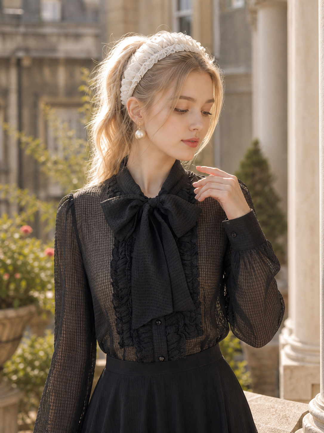 午夜魔法黑色公主雪紡襯衫Midnight Enchantment Black Princess Chiffon Blouse