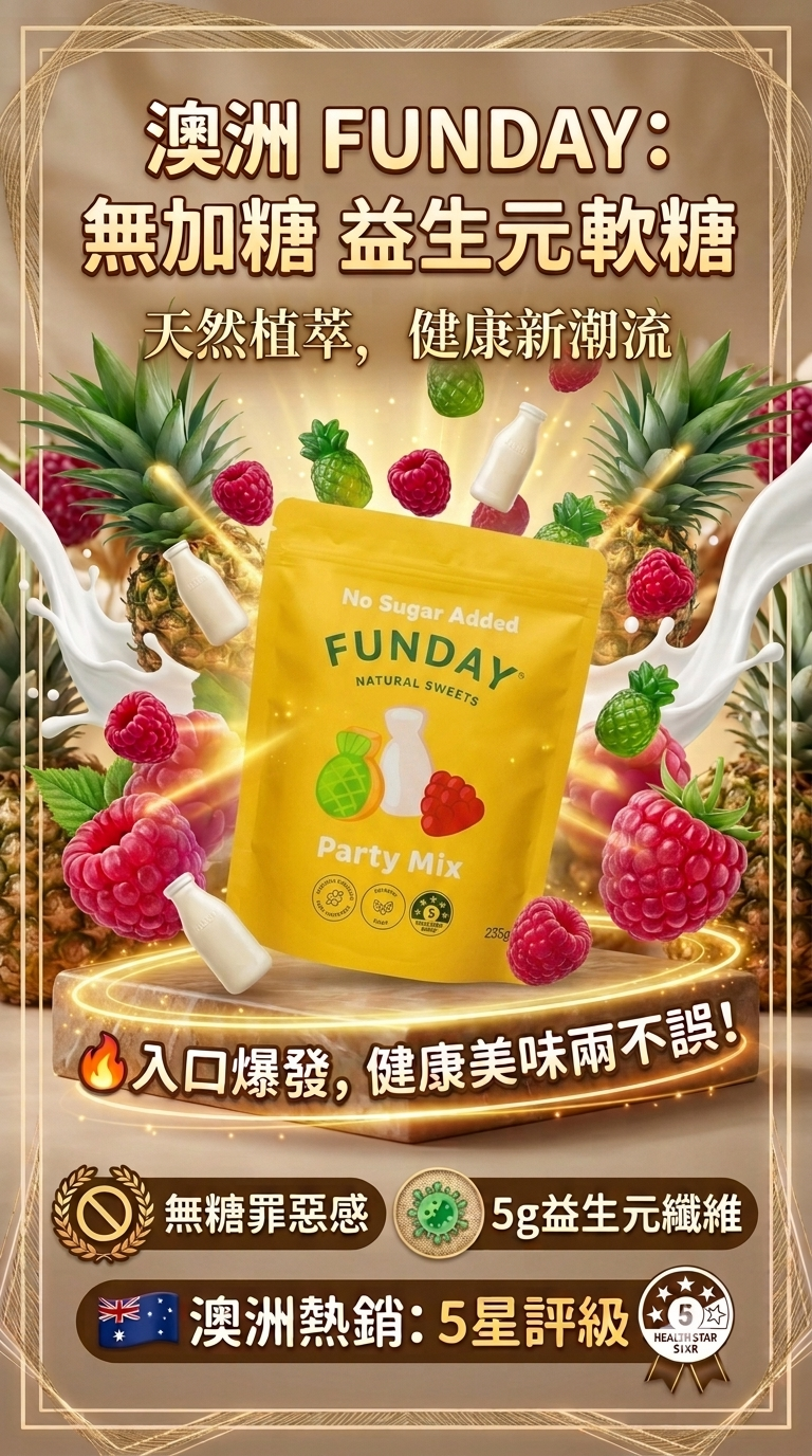 澳洲Costco 澳洲FUNDAY天然無加糖派對綜合軟糖（Party Mix - No Sugar Added）