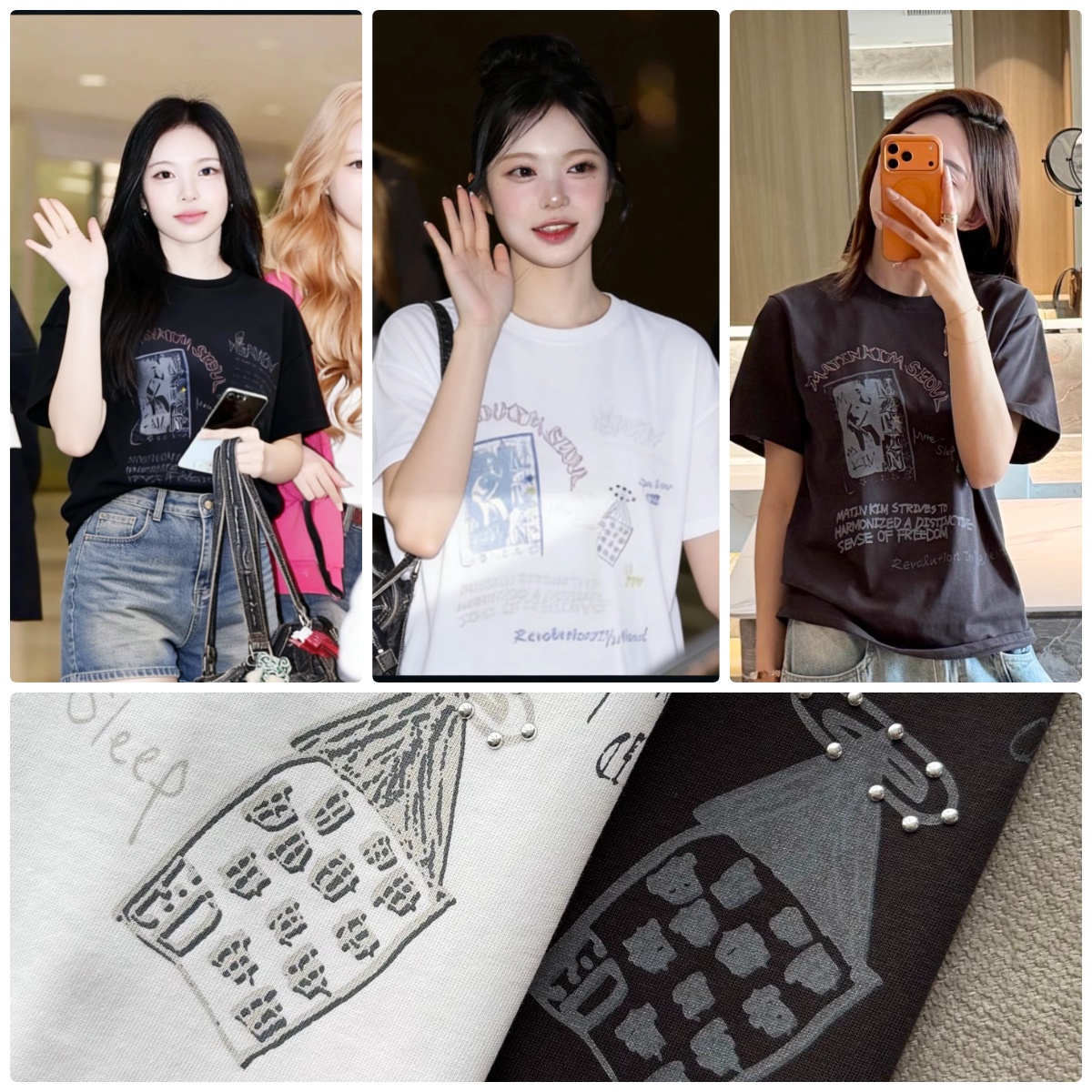 韓國🇰🇷 Matin Kim 手繪塗鴉印花短袖Tee 