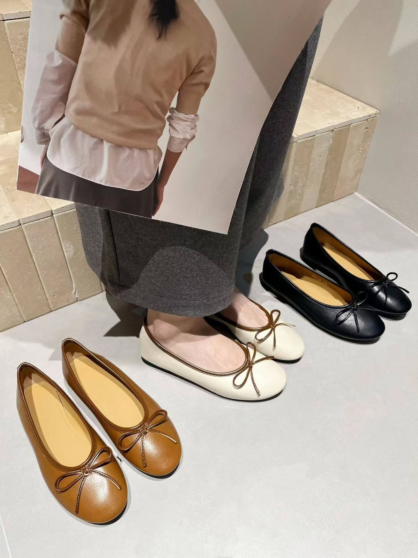 693-49 复古蝴蝶结平底鞋 🇨🇳
