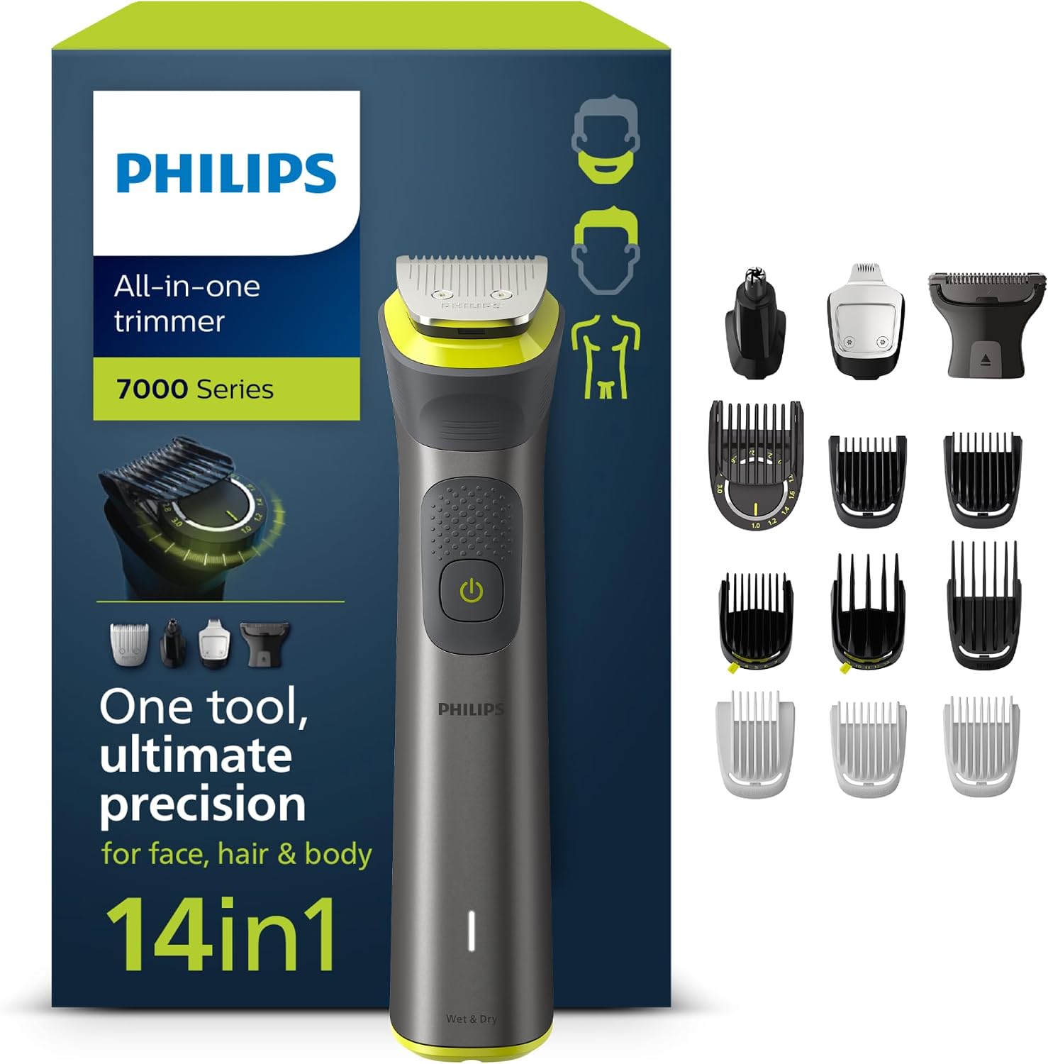 Philips 飛利浦 MG7930/15 多合一修剪機7000系列，帶14件配件，無需刀片油 Philips MG7930/15 14 Piece, Beard Face, Hair, Body and Intimate Hair Trimmer