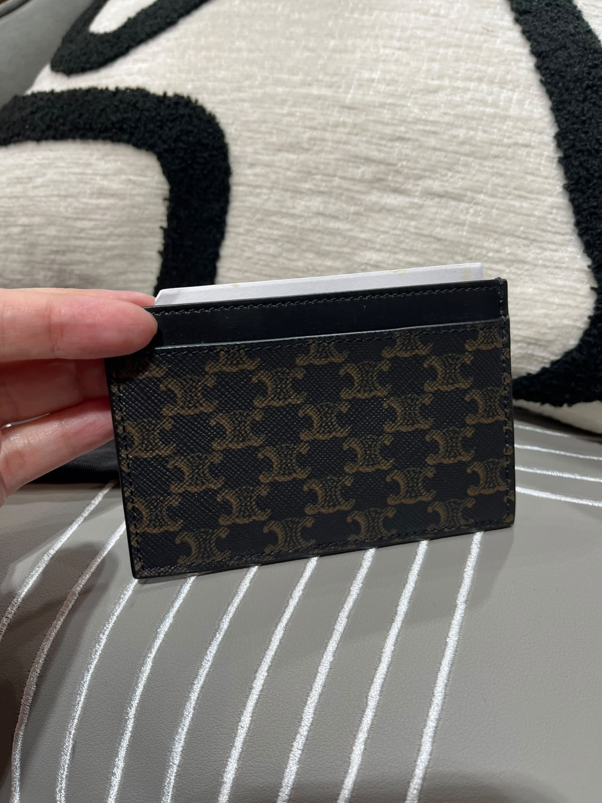 Celine Triomphe Card Holder Black 100%Authentic, 99%New ✅Booklet✅Dust bag