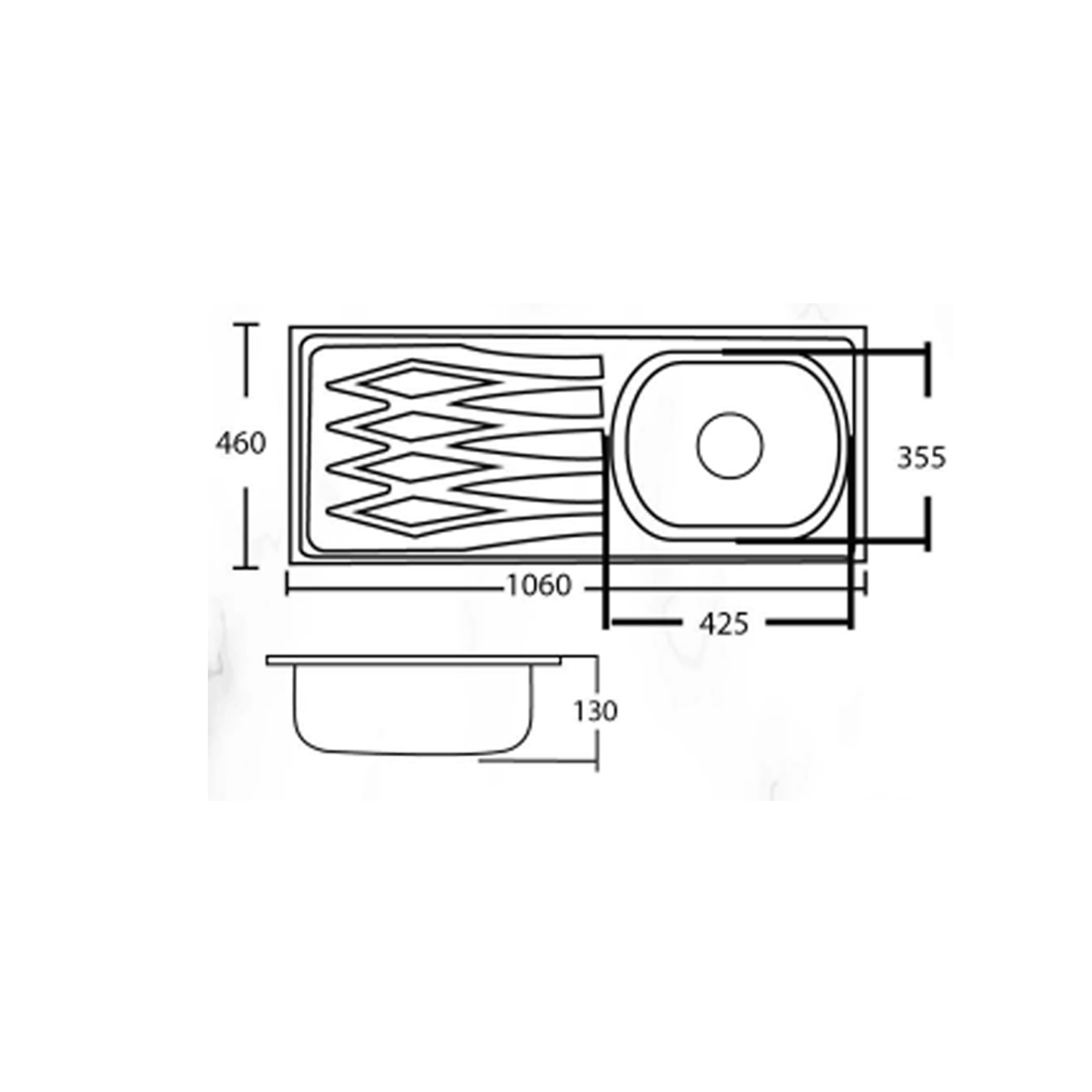 Maseli 1B1D Stainless Steel Sink (10646#) W69MSL