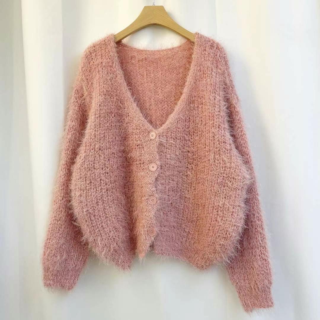 韓國棉花糖毛毛針織毛衣外套(多色）