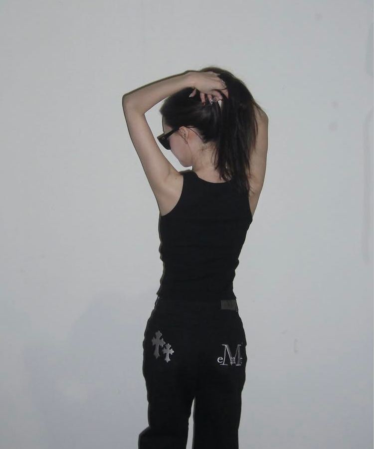 🇰🇷訂購｜MUCENT｜Pistol Back Leather Double Cross Wide Cotton Pants 