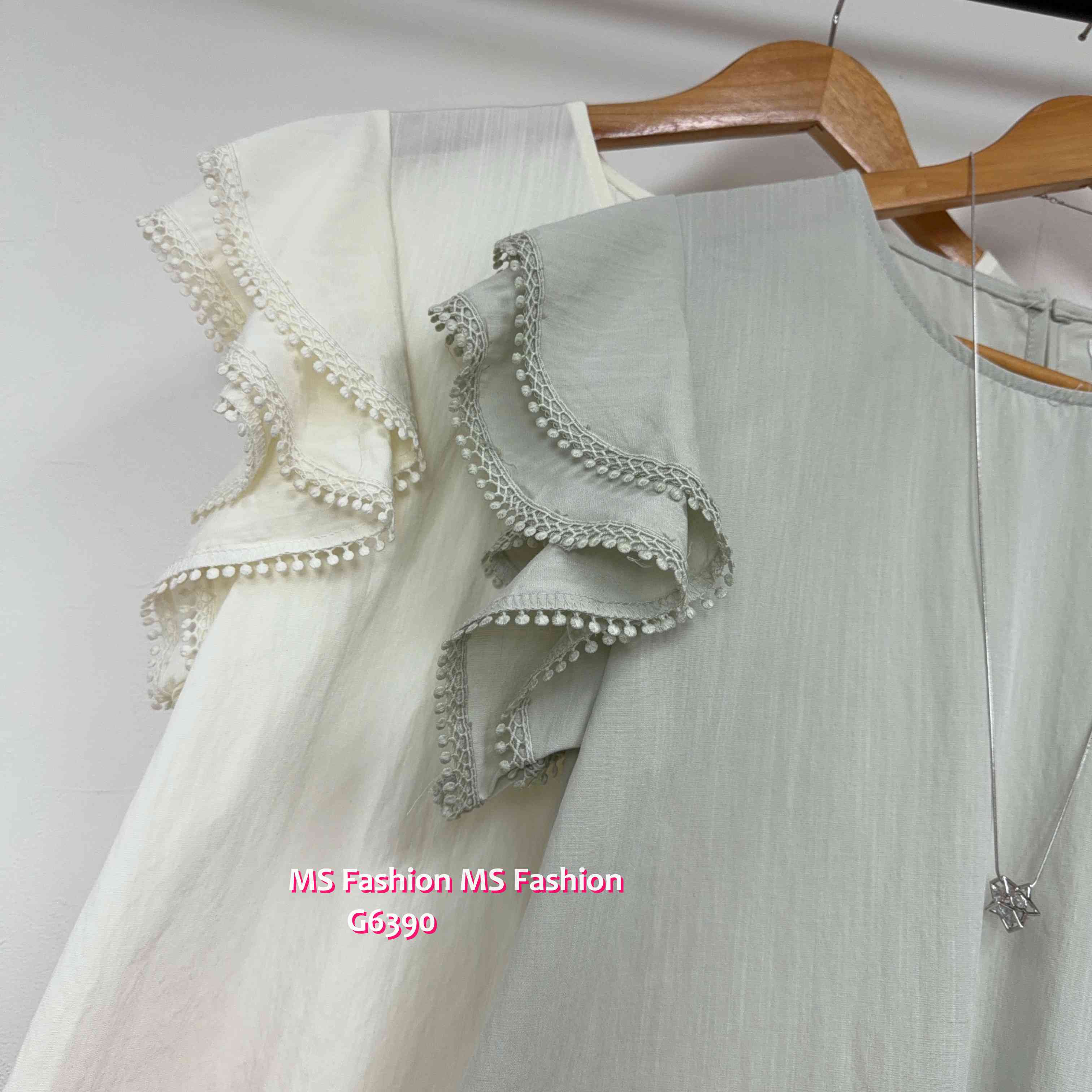 G6390 通花ruffle袖top