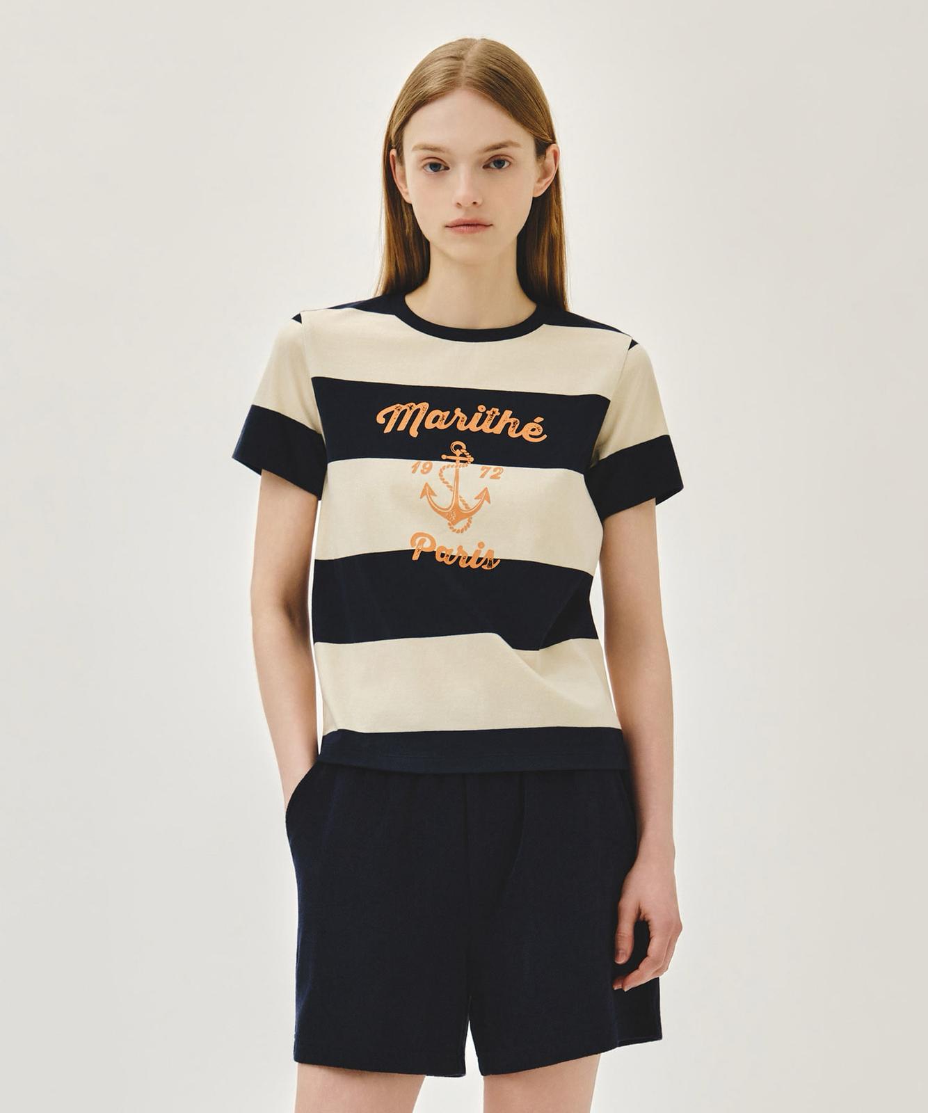 <預訂> 🇰🇷Marithe W MARINE GRAPHIC STRIPE TEE