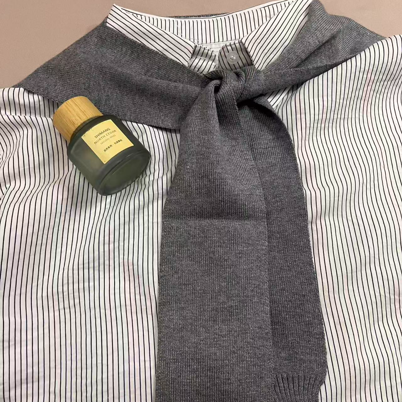 CC2007#82531 [Striped Faux Two-Piece Shirt] French Preppy–Inspired Design