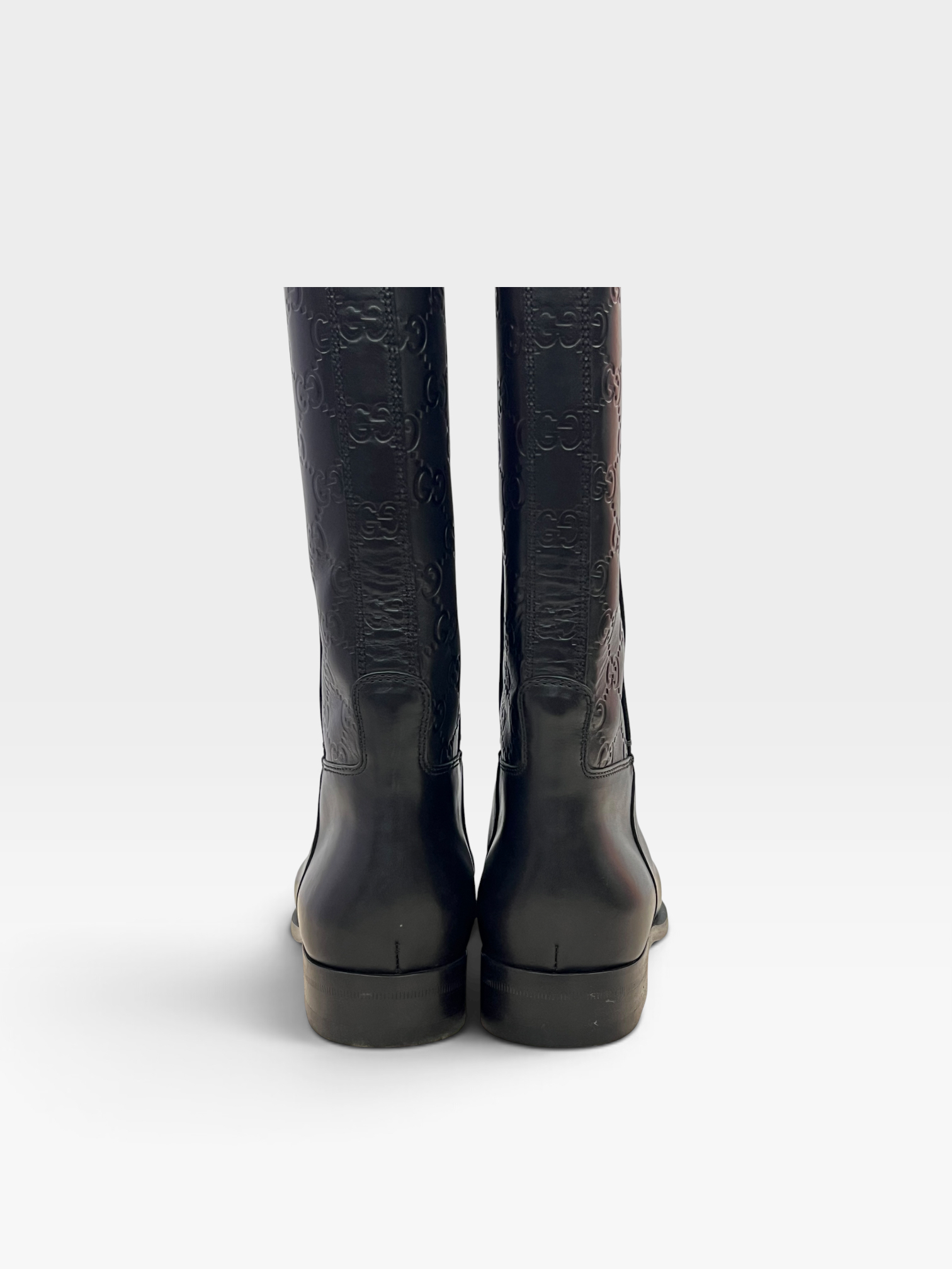 Pre-owned Gucci black Guccissima leather 85th anniversary knee-length boots / Product Code: 090202