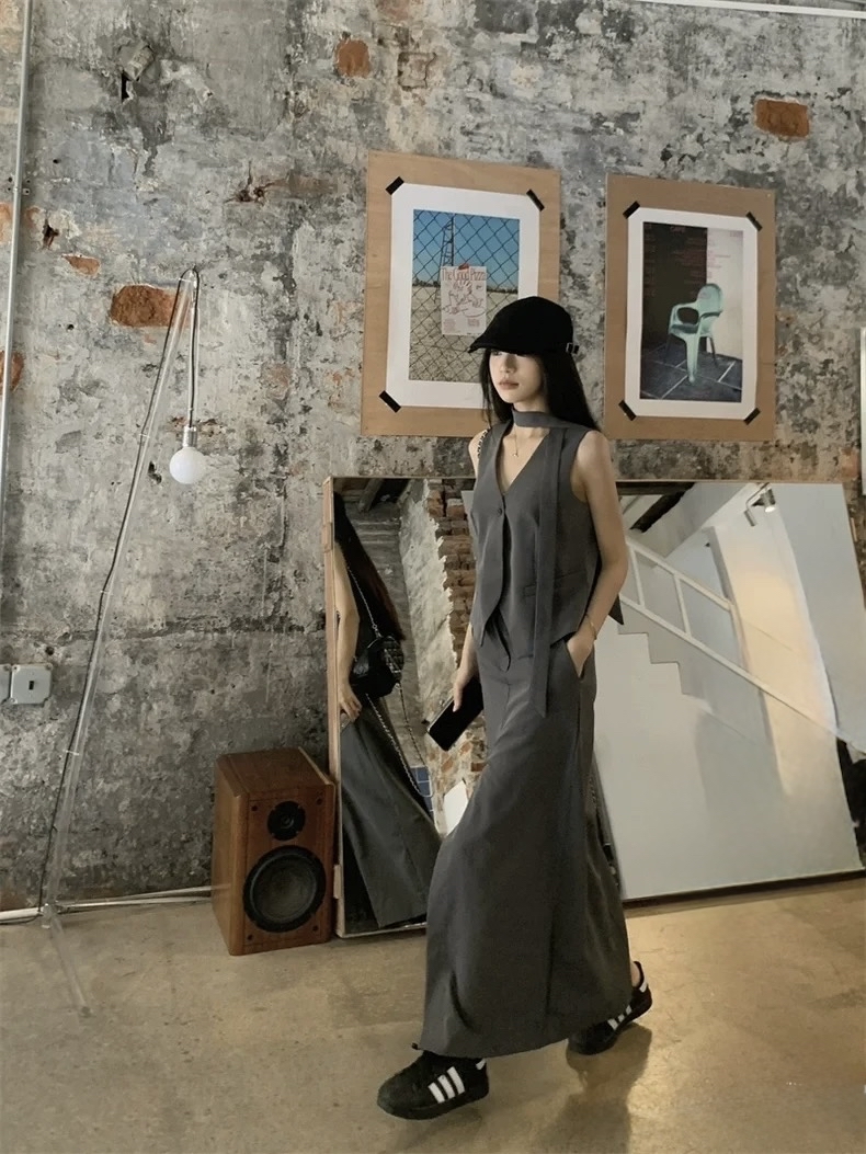 ST202复古风马甲套装