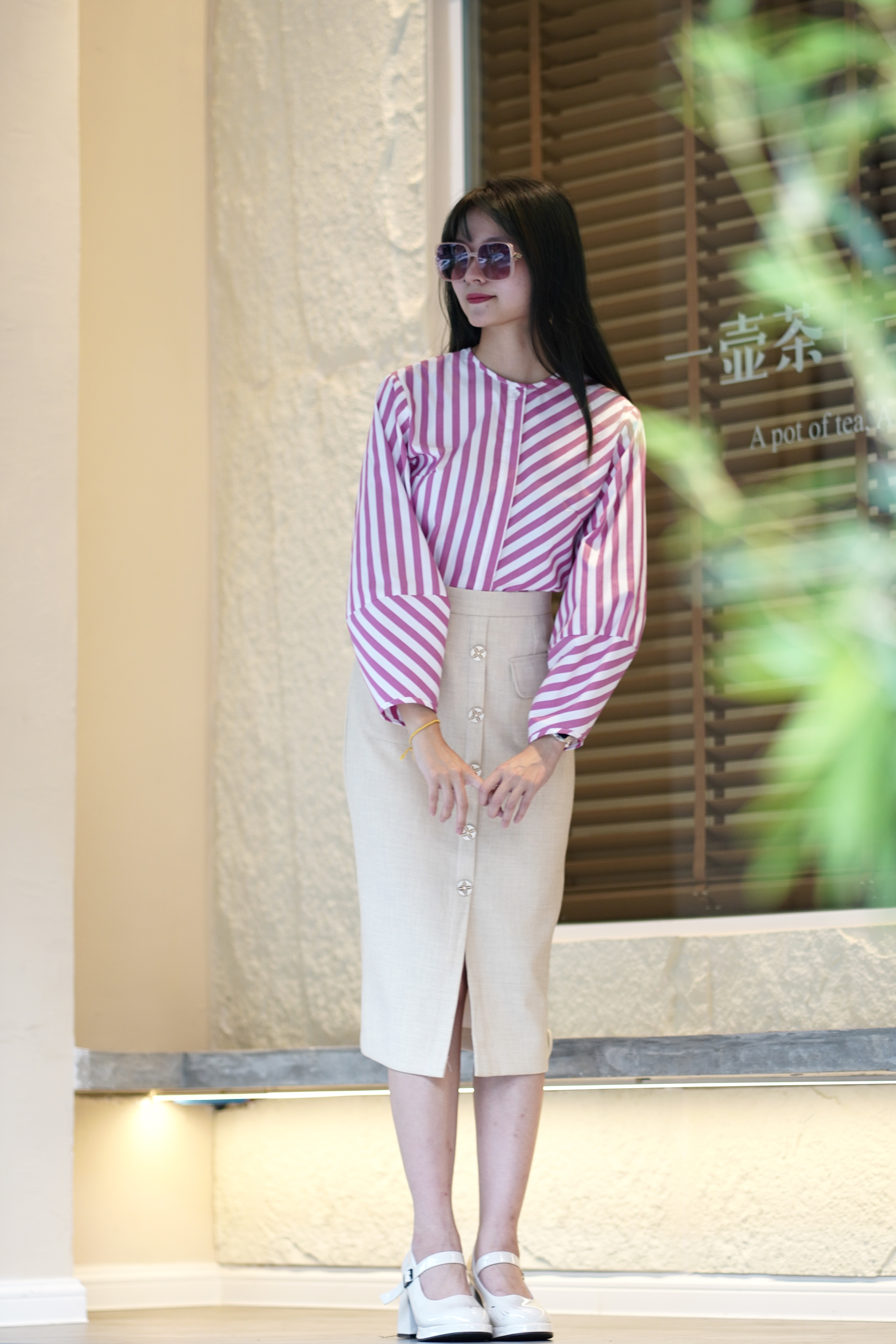 Lumière Button Pencil Skirt