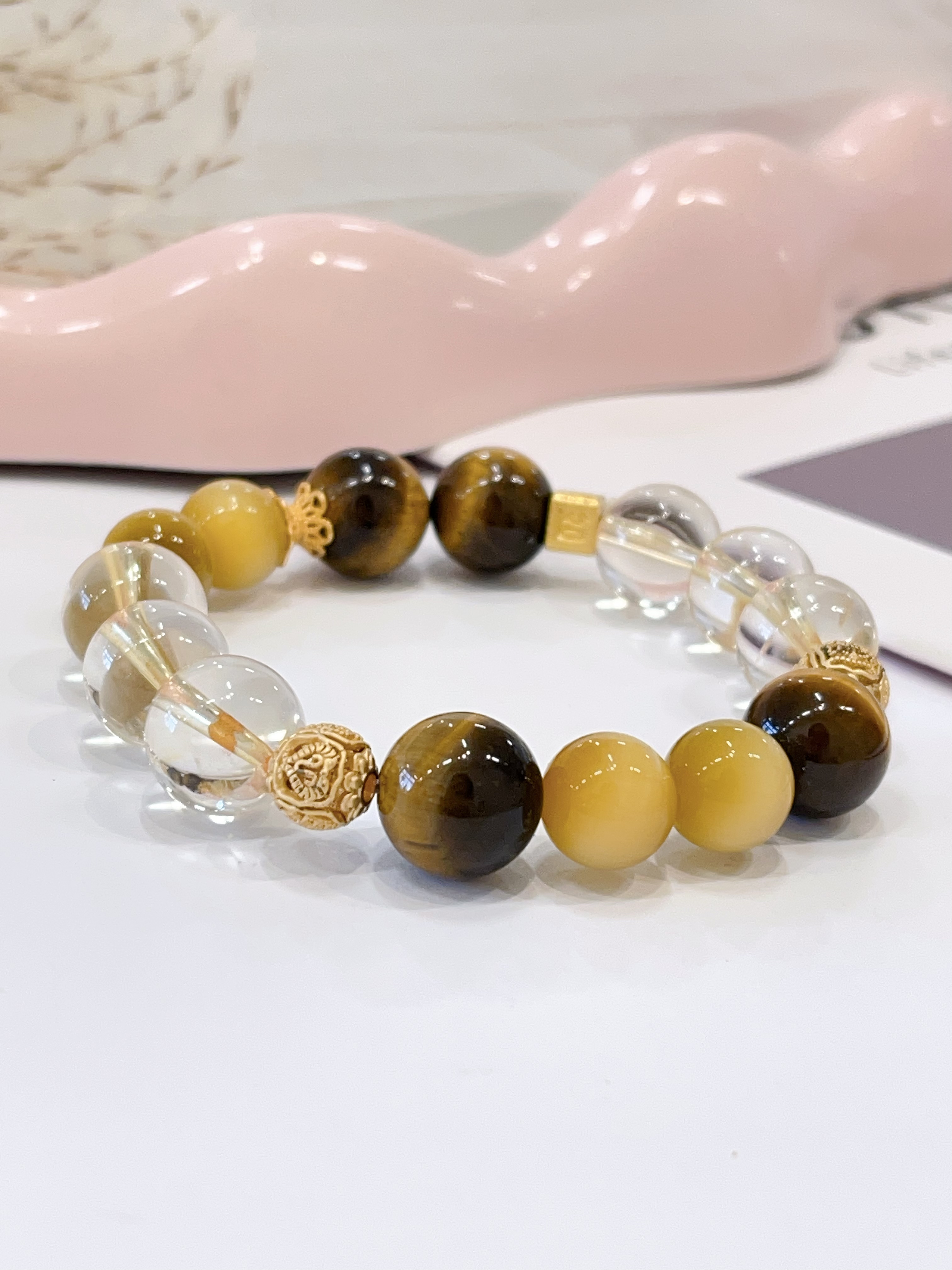 🐯✨ 金虎眼 × 黄虎眼 × 白水晶手串 Golden Tiger Eye, Tiger Eye & Clear Quartz