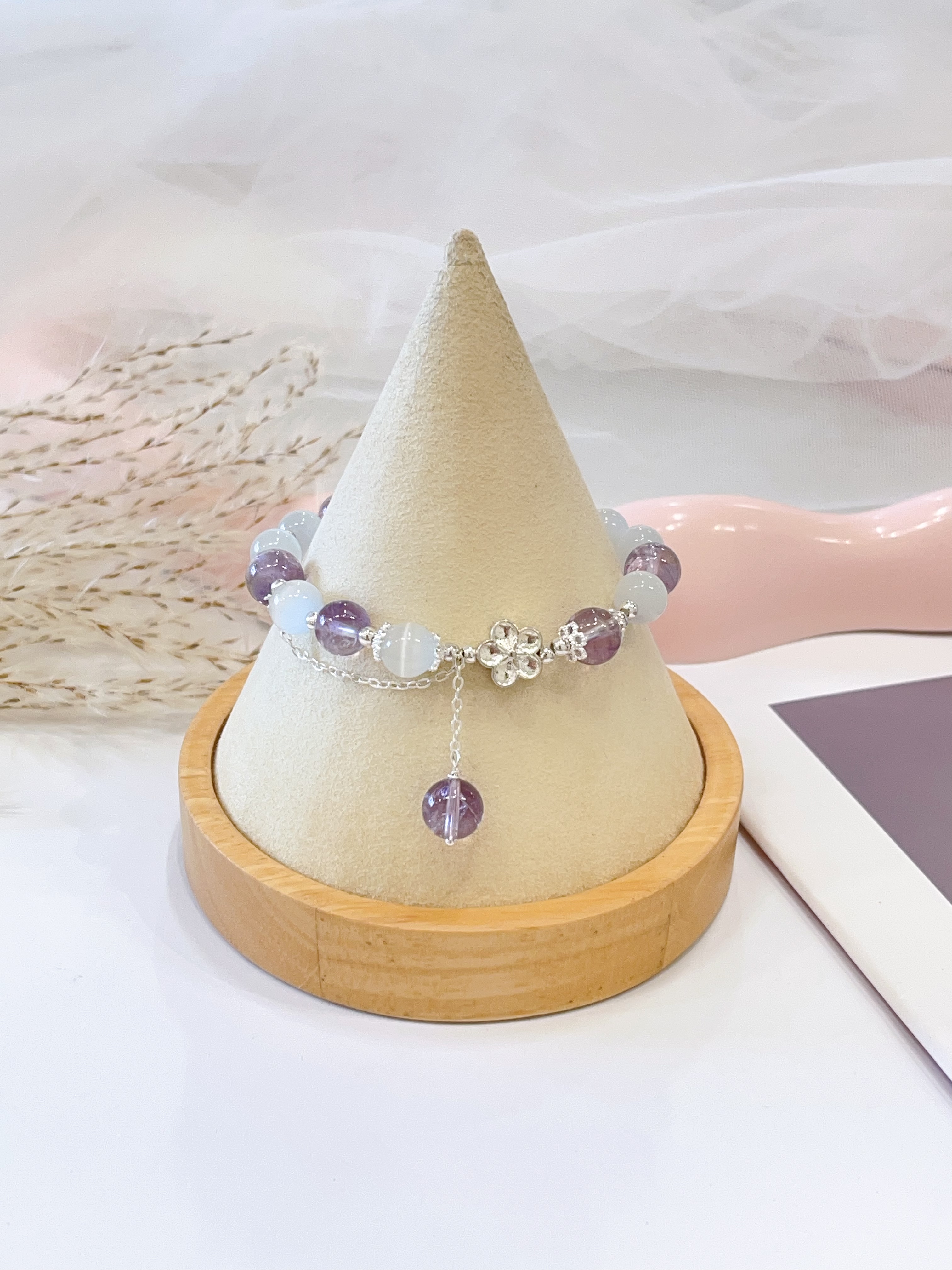 💜 猫眼石 × 紫水晶手串 Cat’s Eye Stone & Amethyst | 8mm