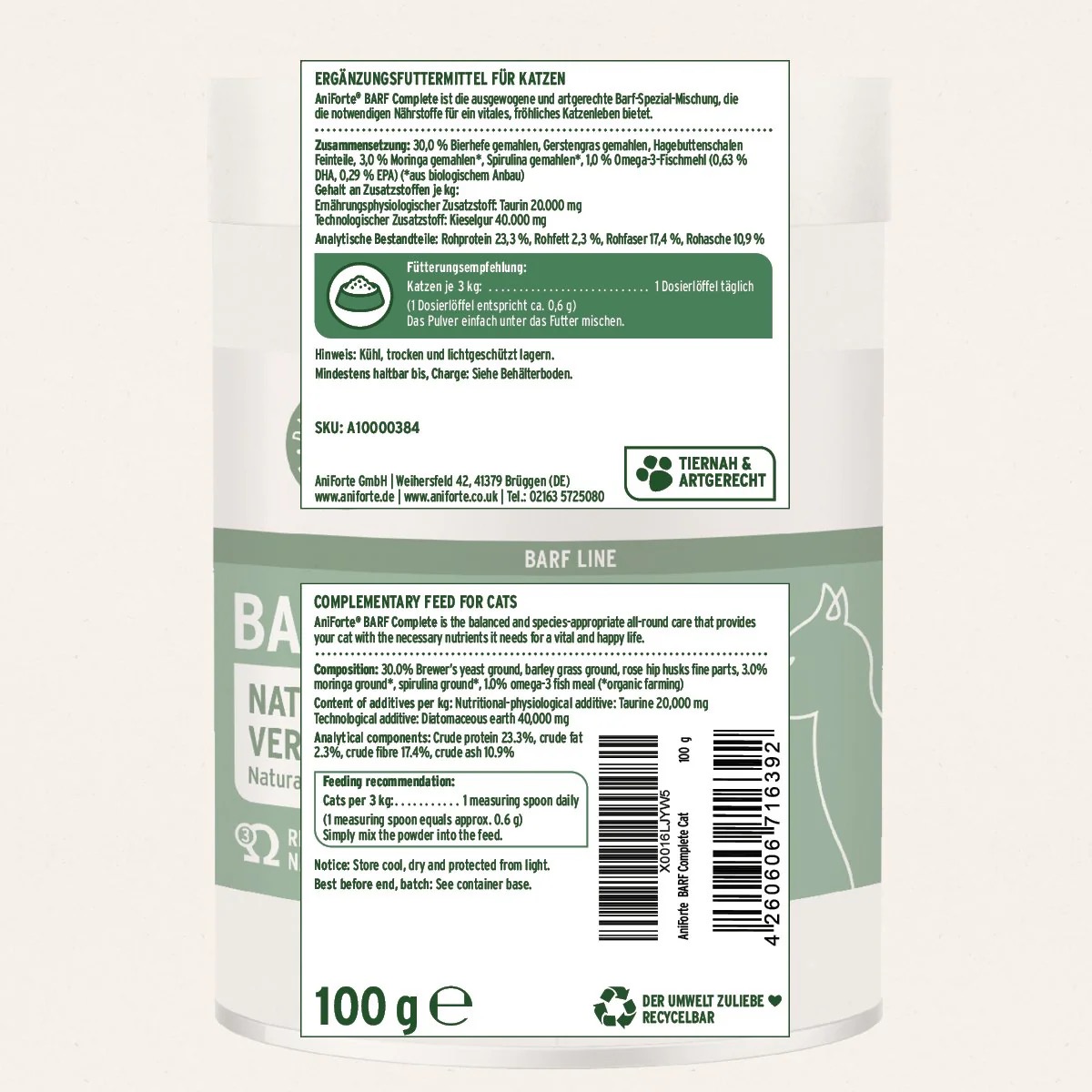 BARF COMPLETE (Cat）符合貓隻天性生肉骨飲食營養粉