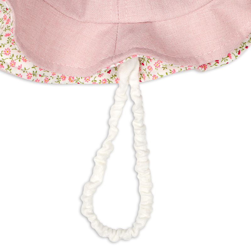 限時特價🇯🇵預訂 日本直送🇯🇵日本製粉紅色立體兔耳朵碎花荷葉邊嬰幼兒帽防UV