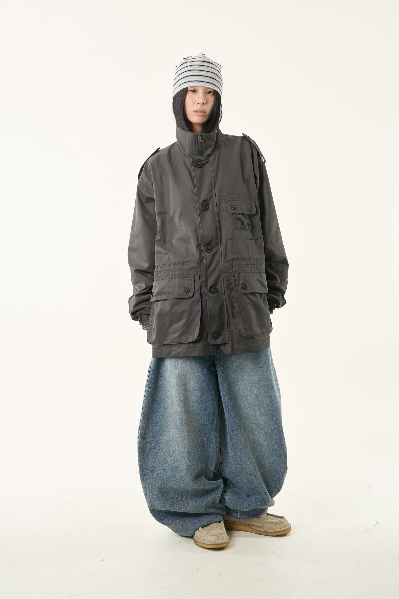 Washed Denim Balloon Pants