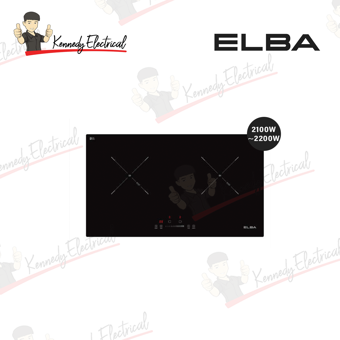 Elba Dual Cooking Zones Vulkera Glass Built-In Induction Cooker Hob EIC-Q7092ST(BK)