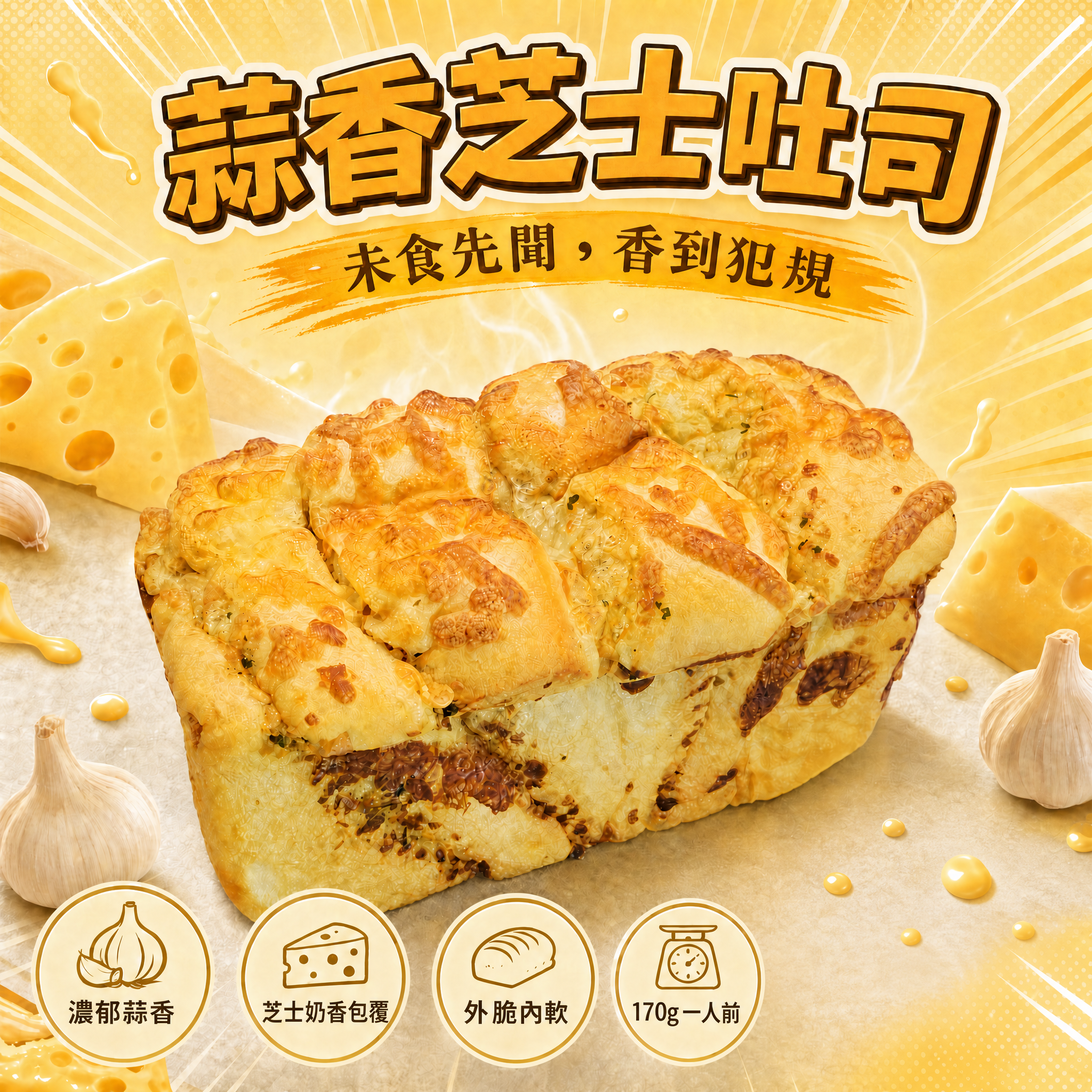 阿嫲｜蒜香芝士吐司 未食先聞，香到犯規