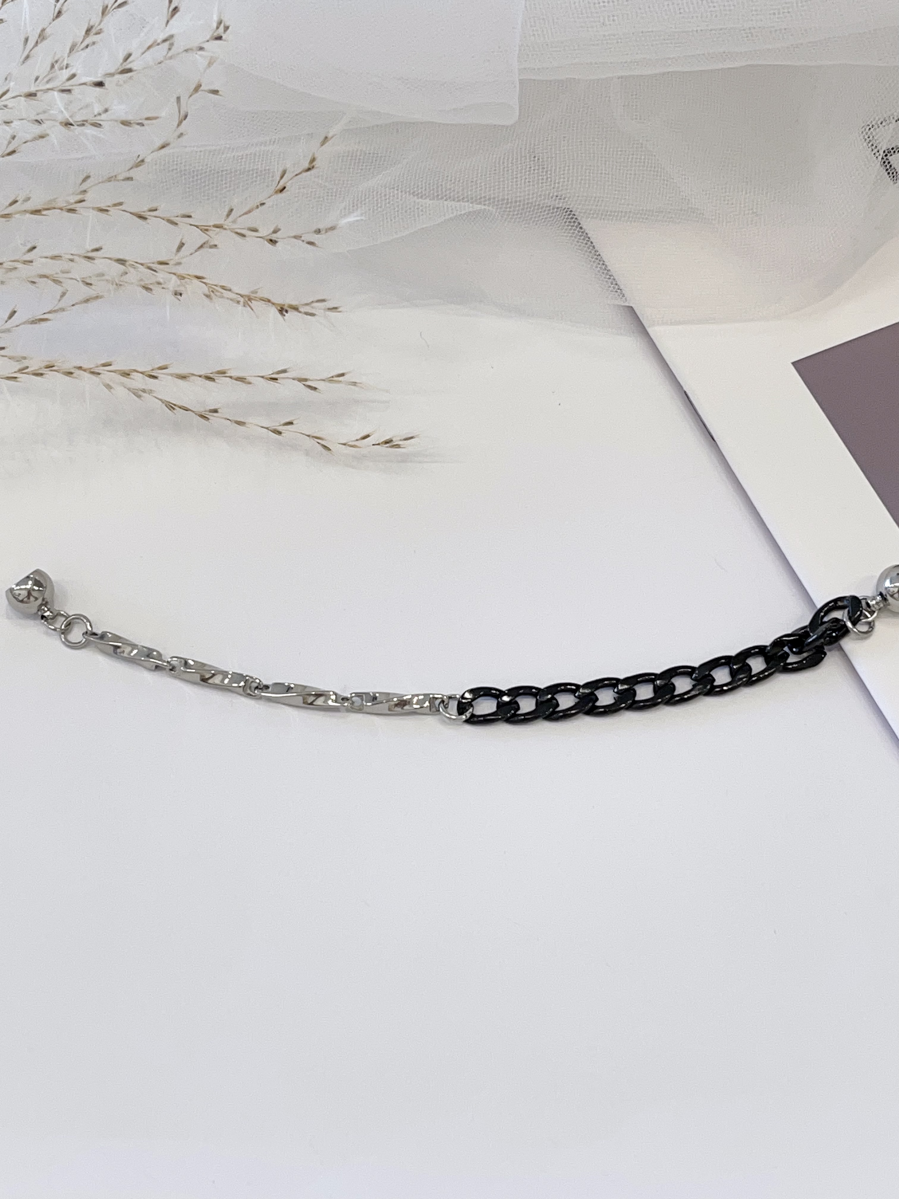 双设计纯链钛钢手链