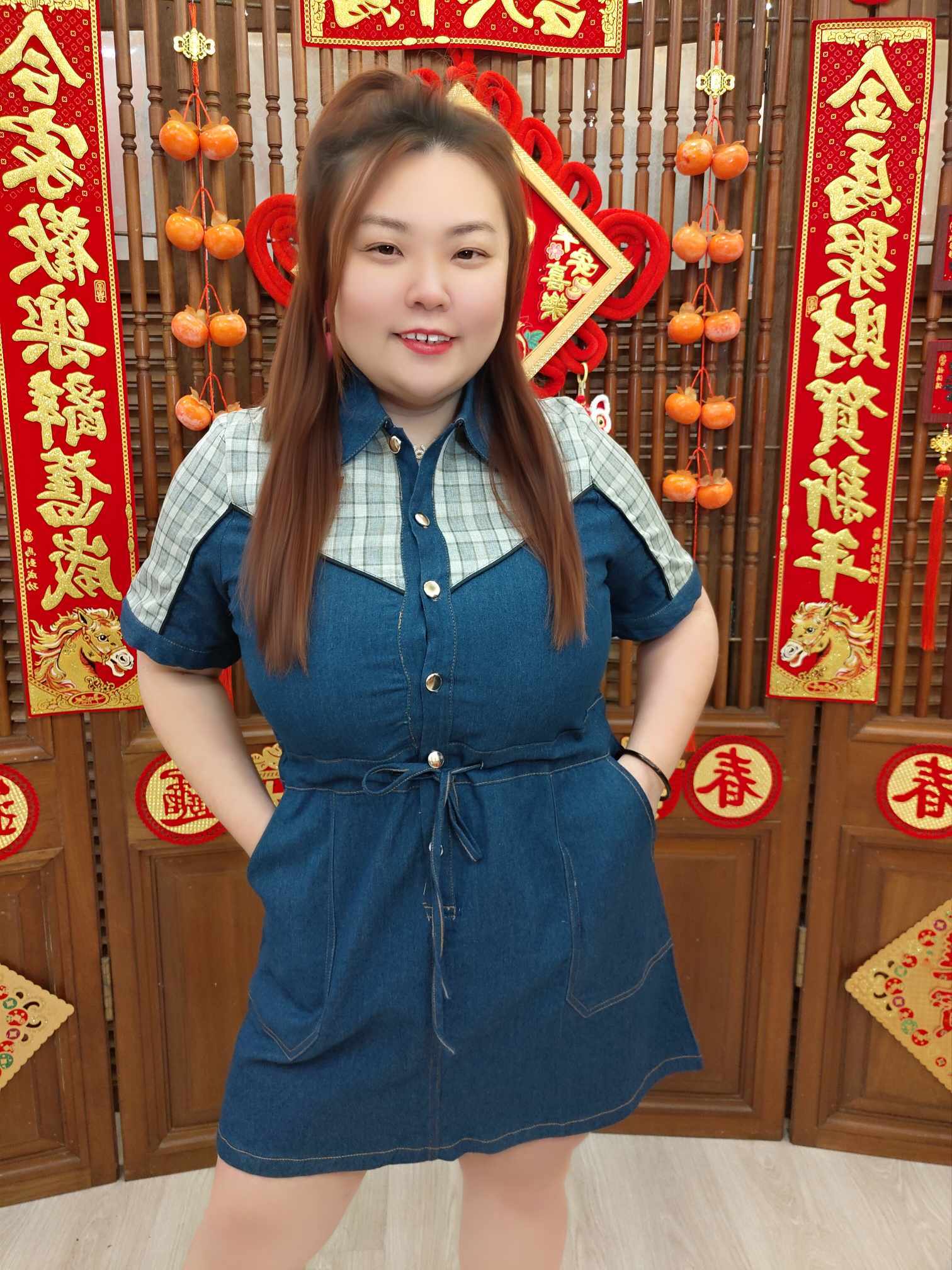 DBC03 TW#5697 链条格子牛仔裙