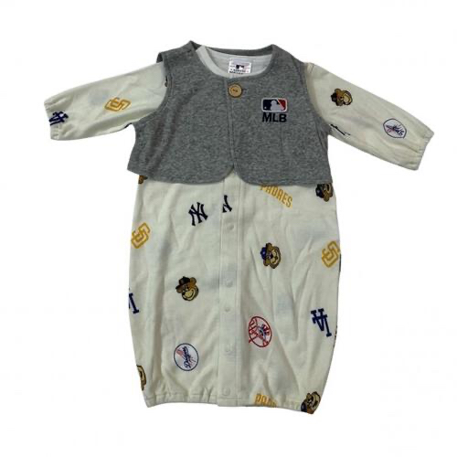 🇯🇵預訂 日本直送🇯🇵MLB刺繡貼花滿印新生兒背心式長袖連身服睡袋2Way套裝