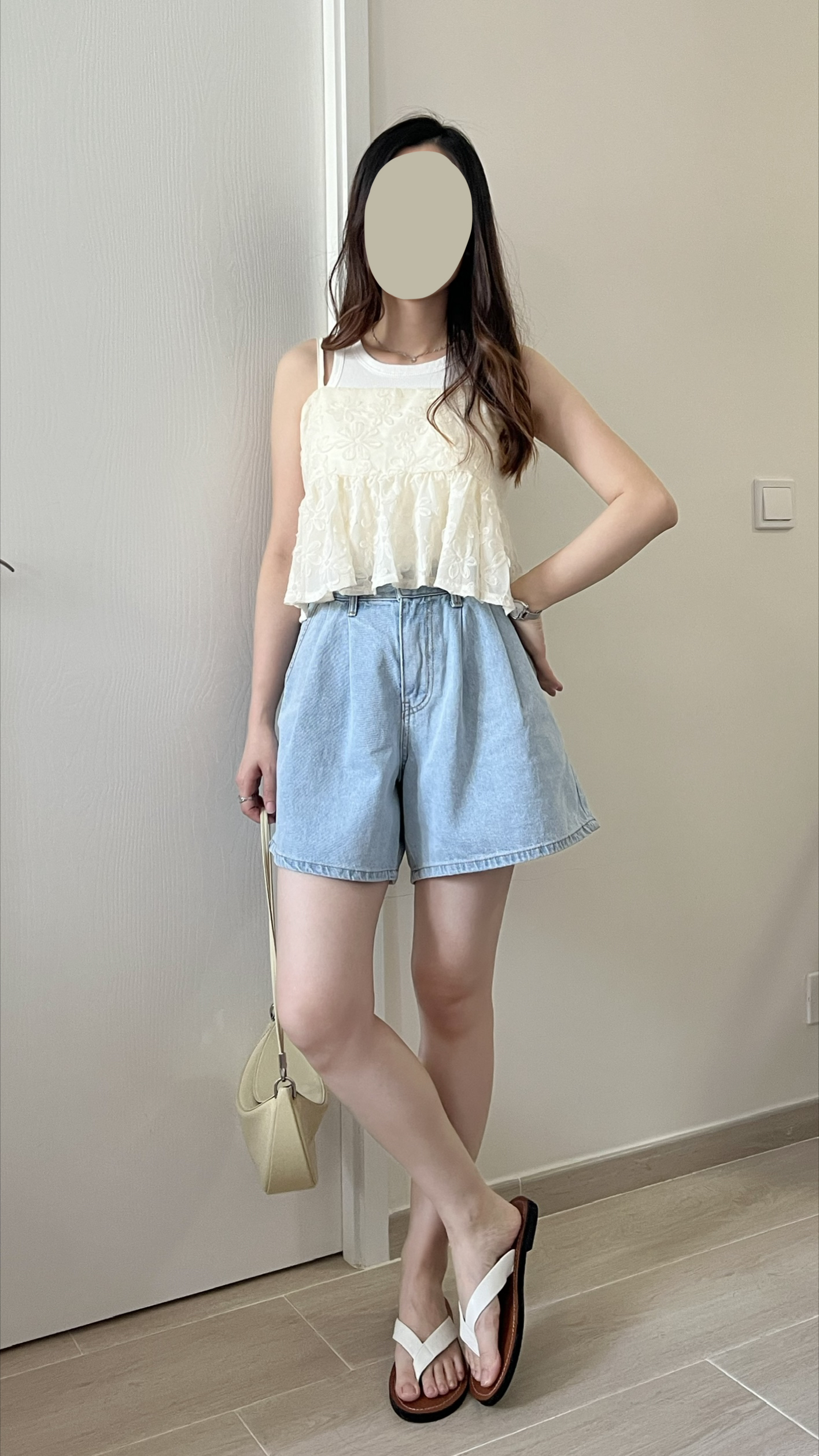 甜價仙氣花花兩穿吊帶背心 杏色