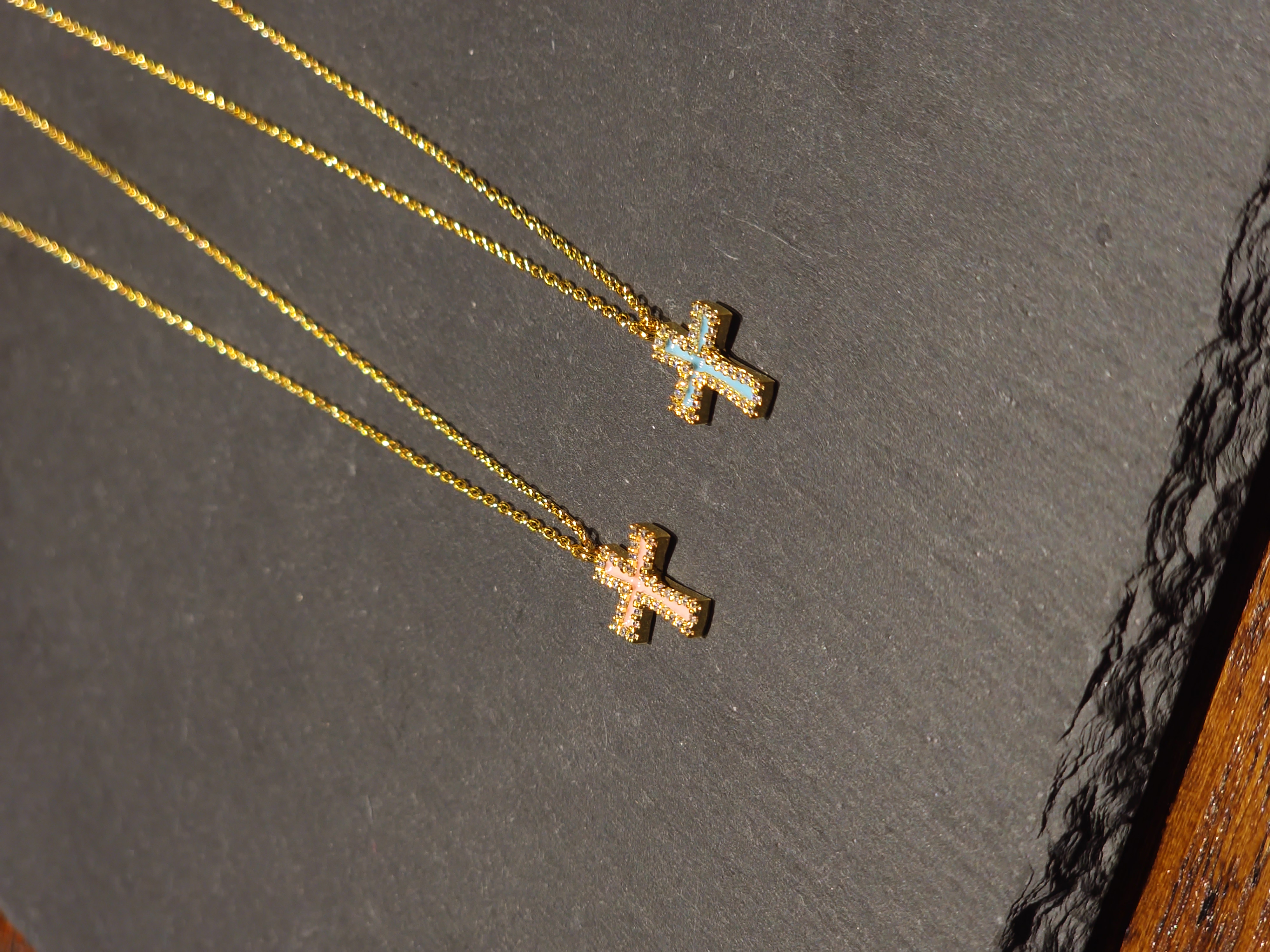 16K Gold/Rhodium Platting Celeste Cross Necklace