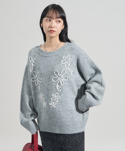 花花刺繡針織衫