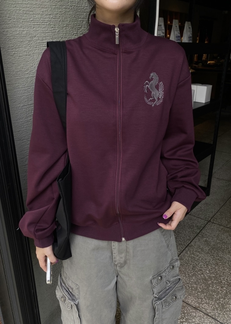 Graphic High-Neck Zip-Up