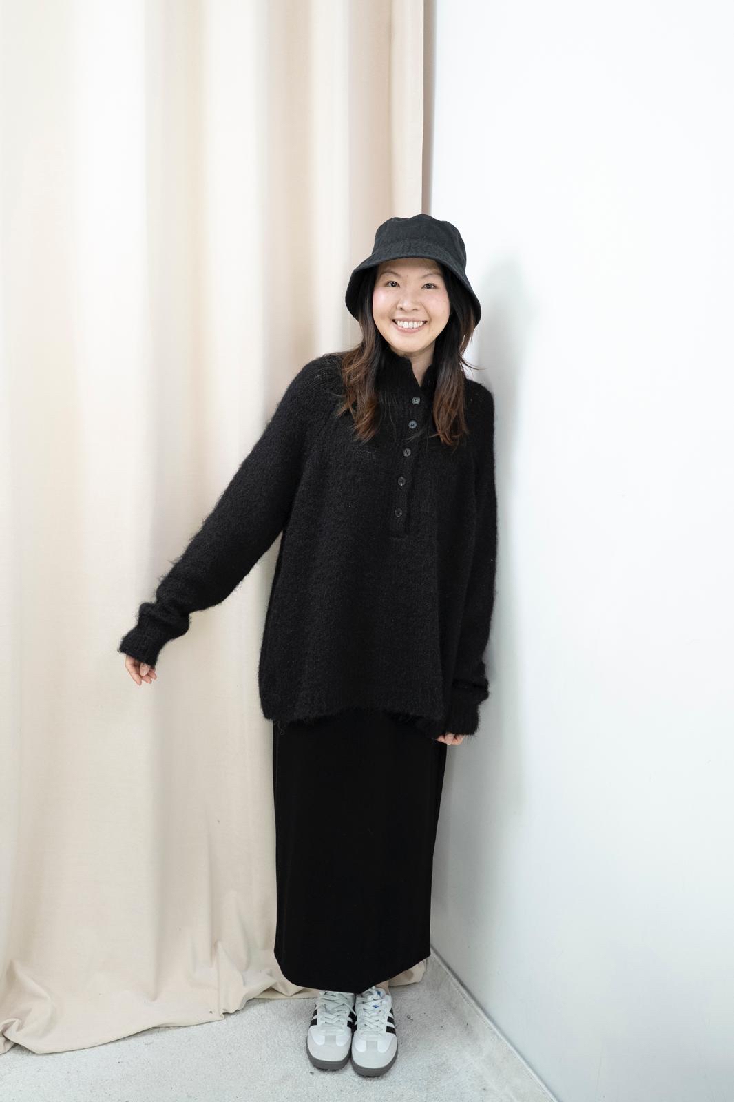 馬海毛鬆鬆上衣（黑色）