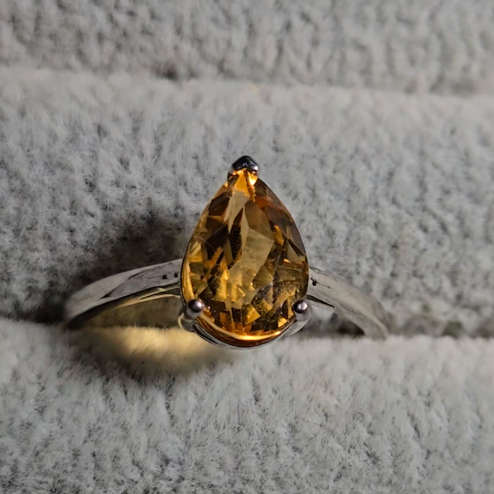 Gem-grade citrine ring in adjustable sterling silver - CT177