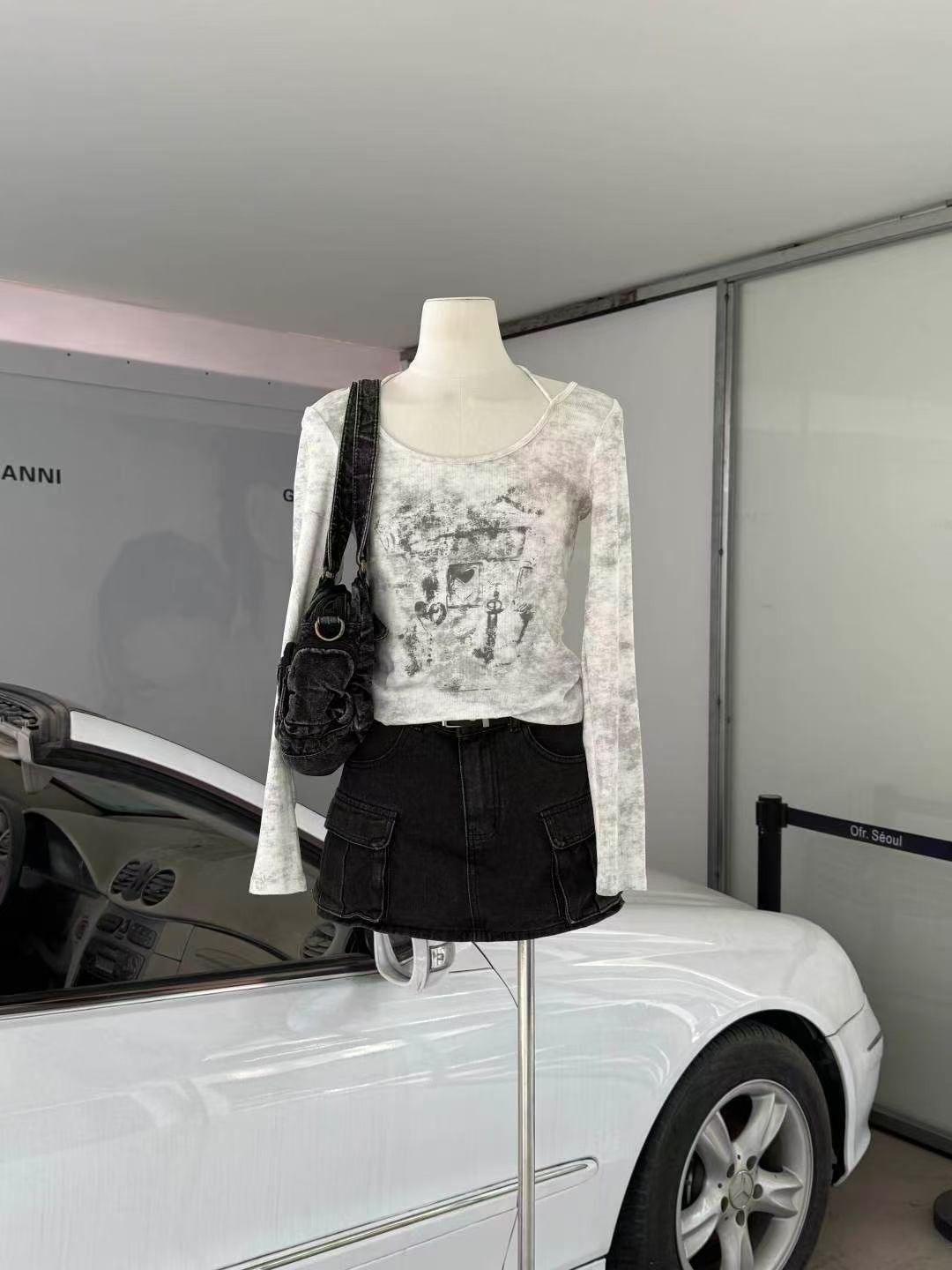 已售罄❌韓國扎染掛頸下擺不規則Top