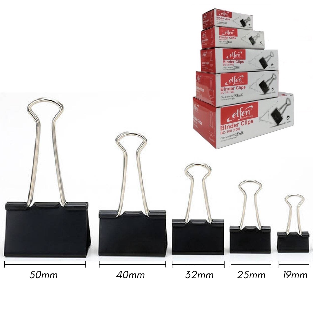 elfen Binder Clip - Box of 12 Pcs