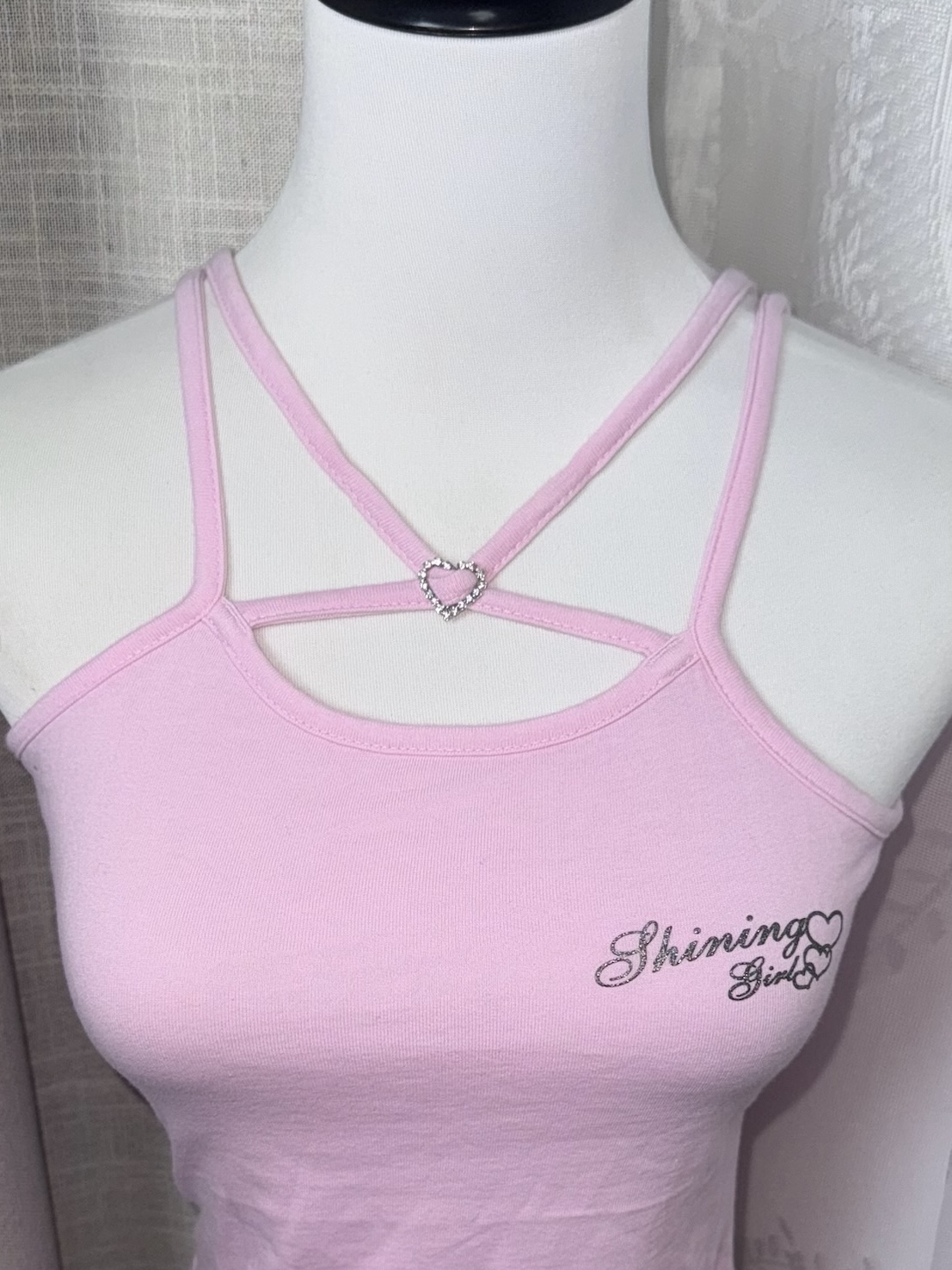 Y2k Criss-Cross Halter Cami with Heart Buckle