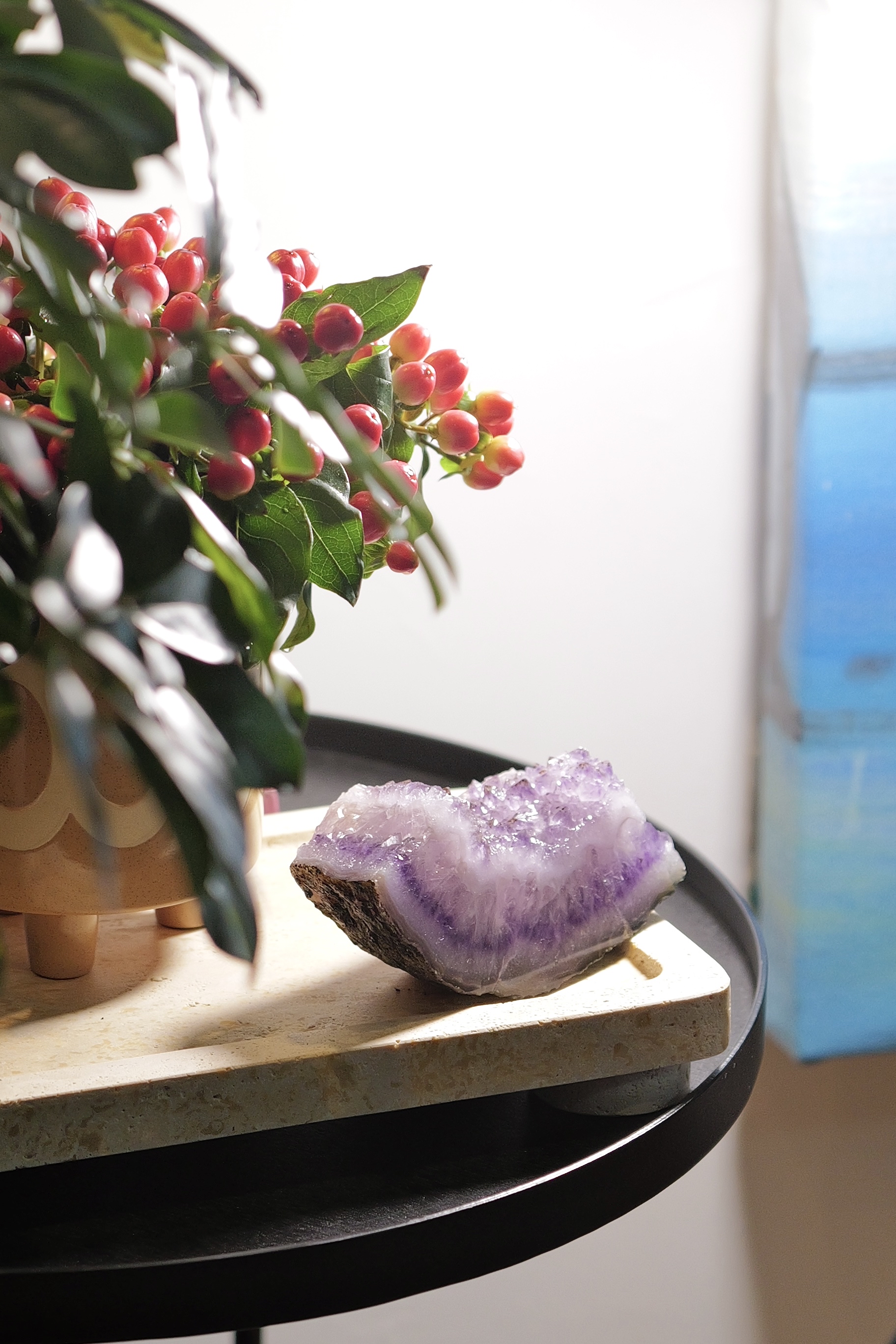 ༒14.2cm 紫水晶共生金沙鈦晶擺件༒ AM.7112C13-RB18*5ST