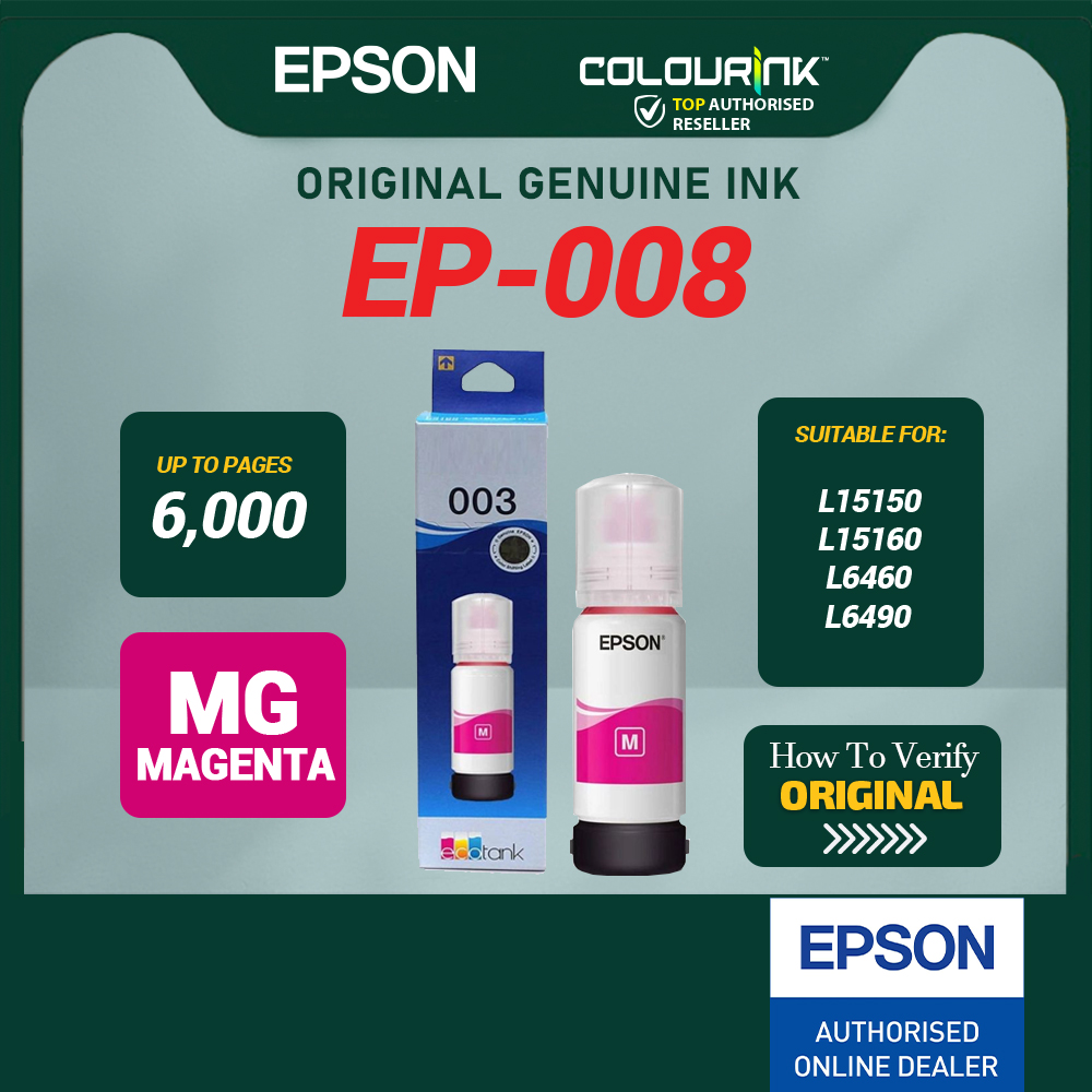 Epson Original Genuine 008 Pigment Ink Tank T06G100 T06G200 T06G300 T06G400 L15150 L6550 L6460 L6490 L15160 L15180