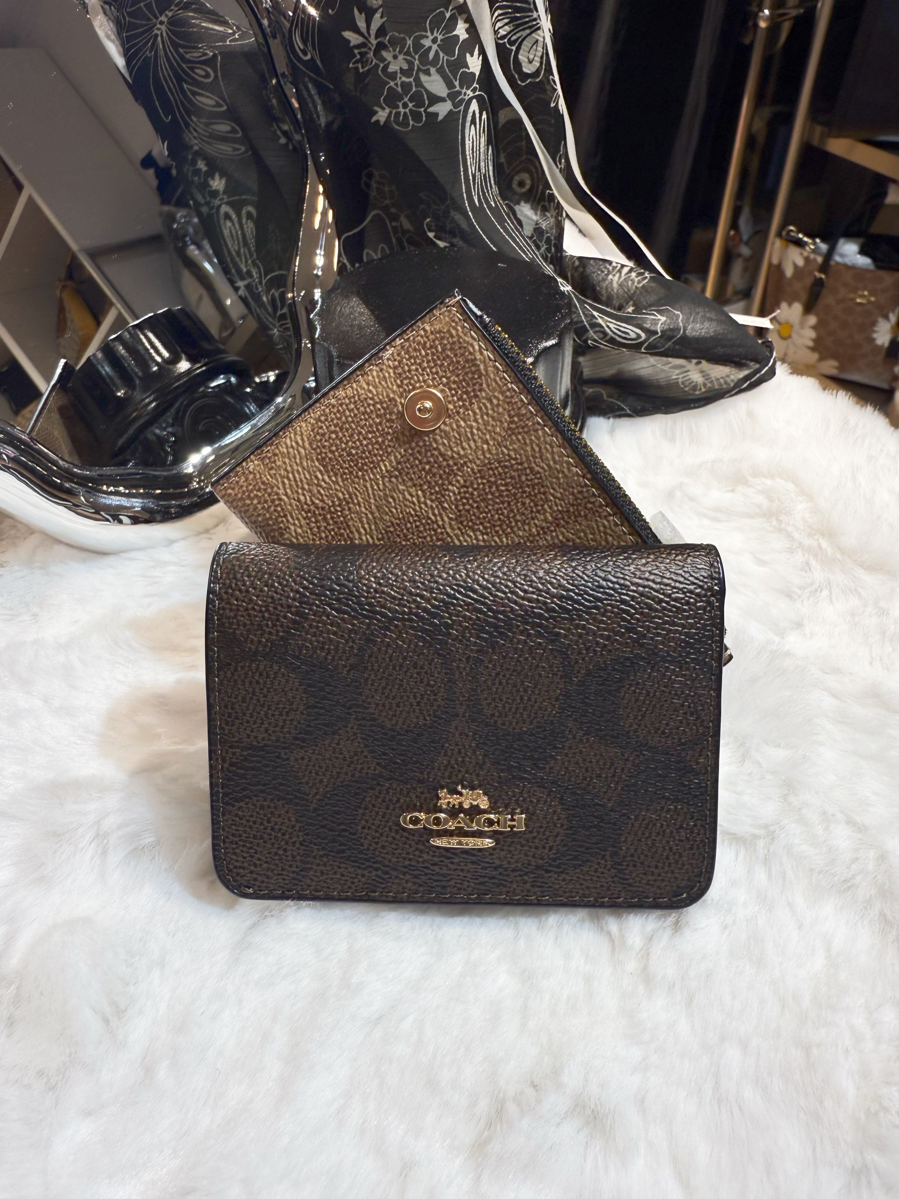 Coach card holder wallet dark/m/logo/m