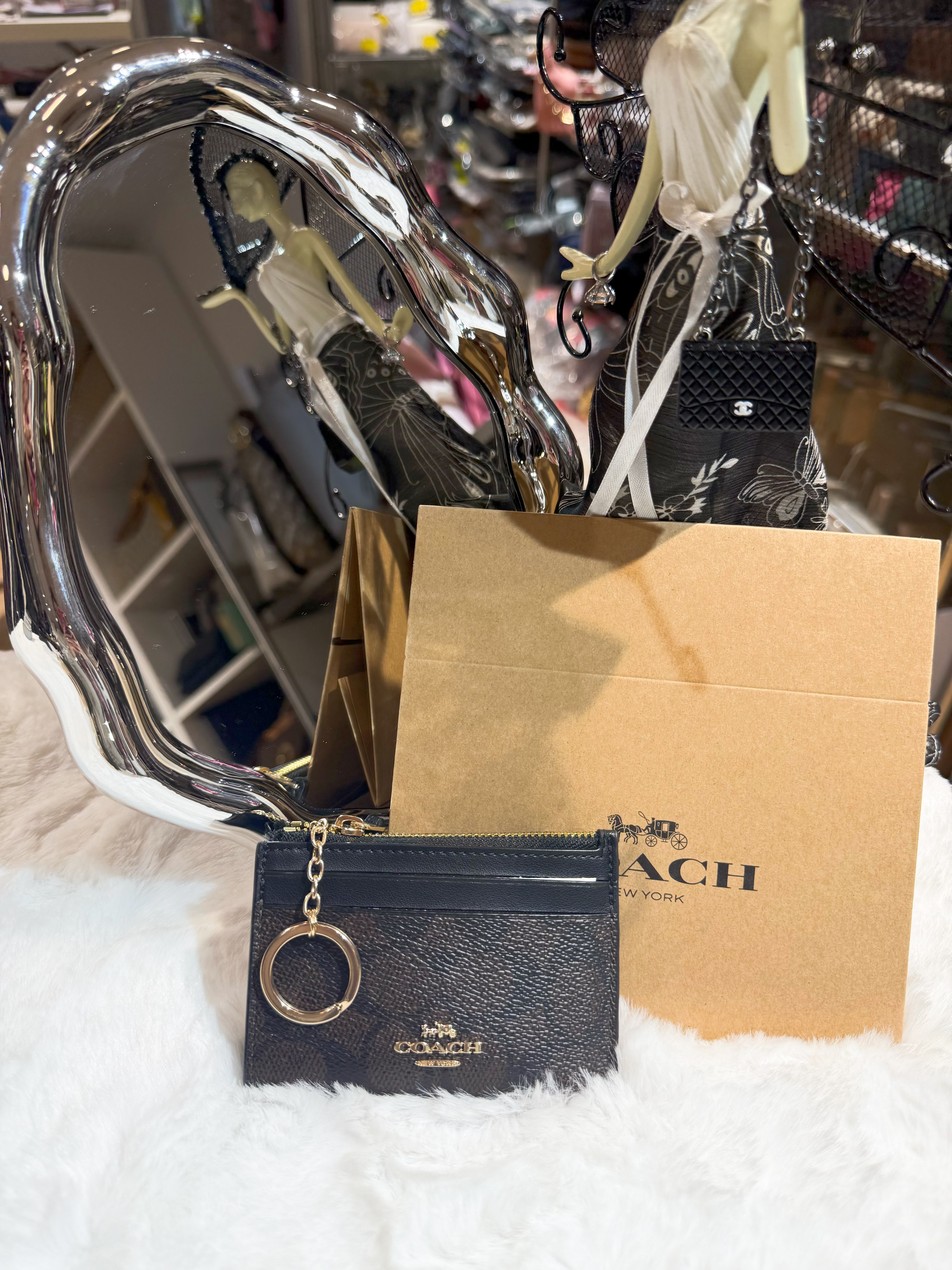 Coach card coin case dark/m