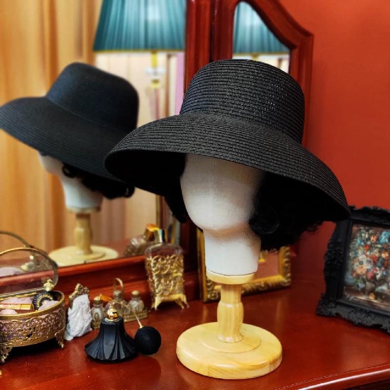 Hepburn Style Elegant Black Wide Brim Summer Hat(MT906)