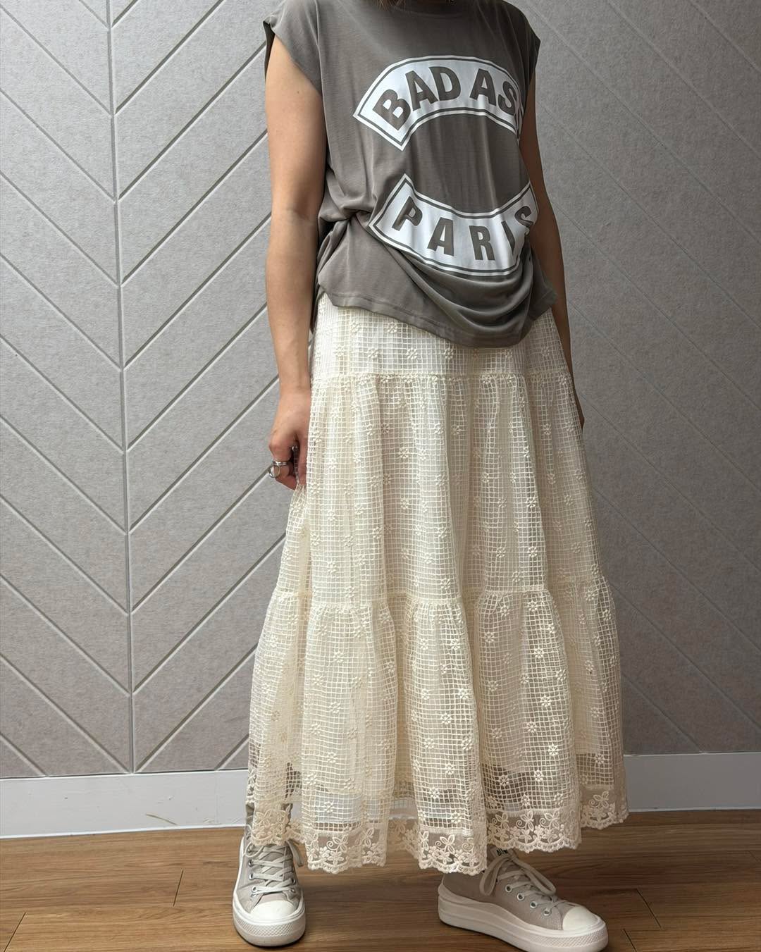 通花網紗半腰裙