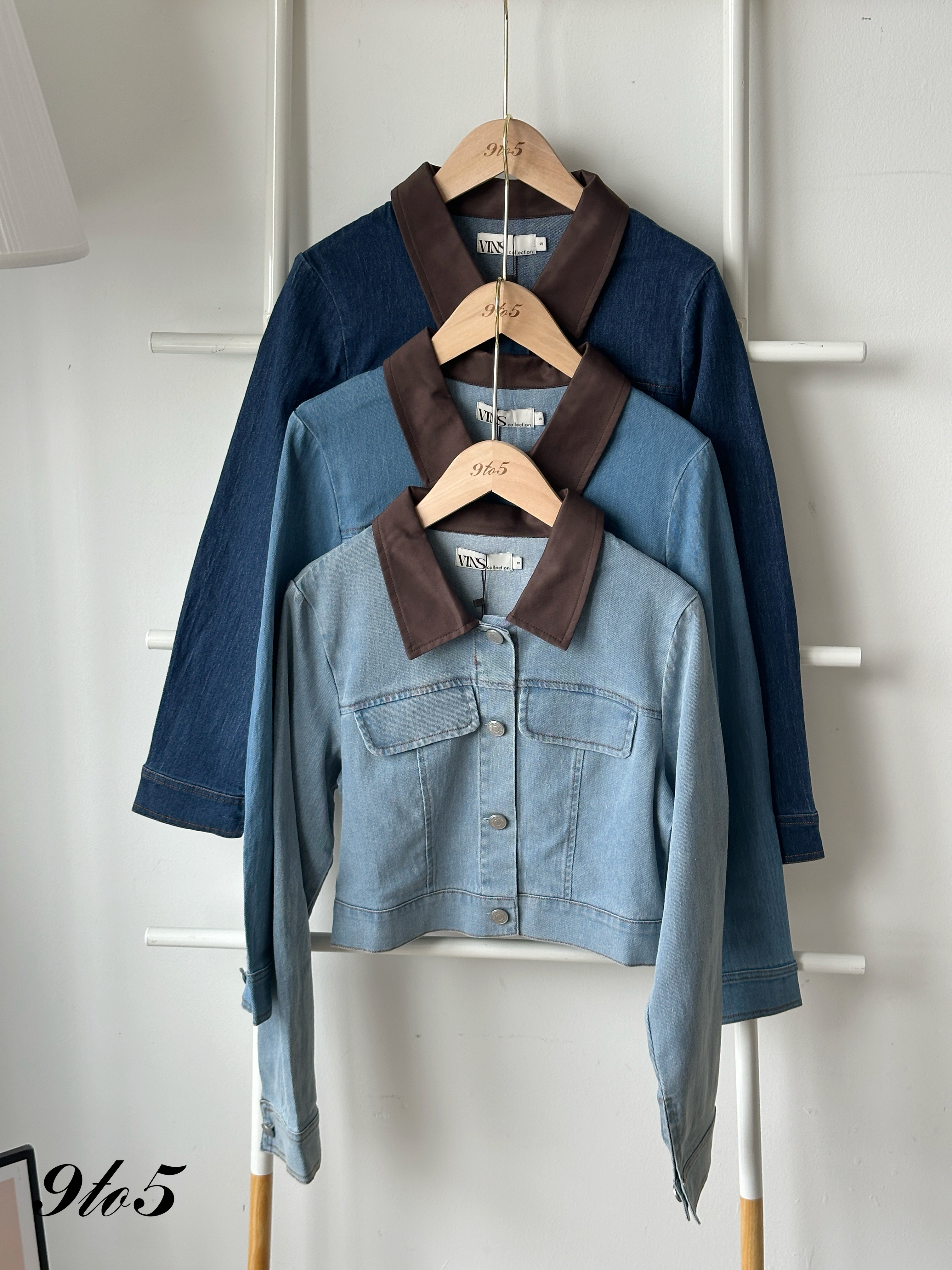 T4218 Brown Collar Denim Jacket - 3 Colors 