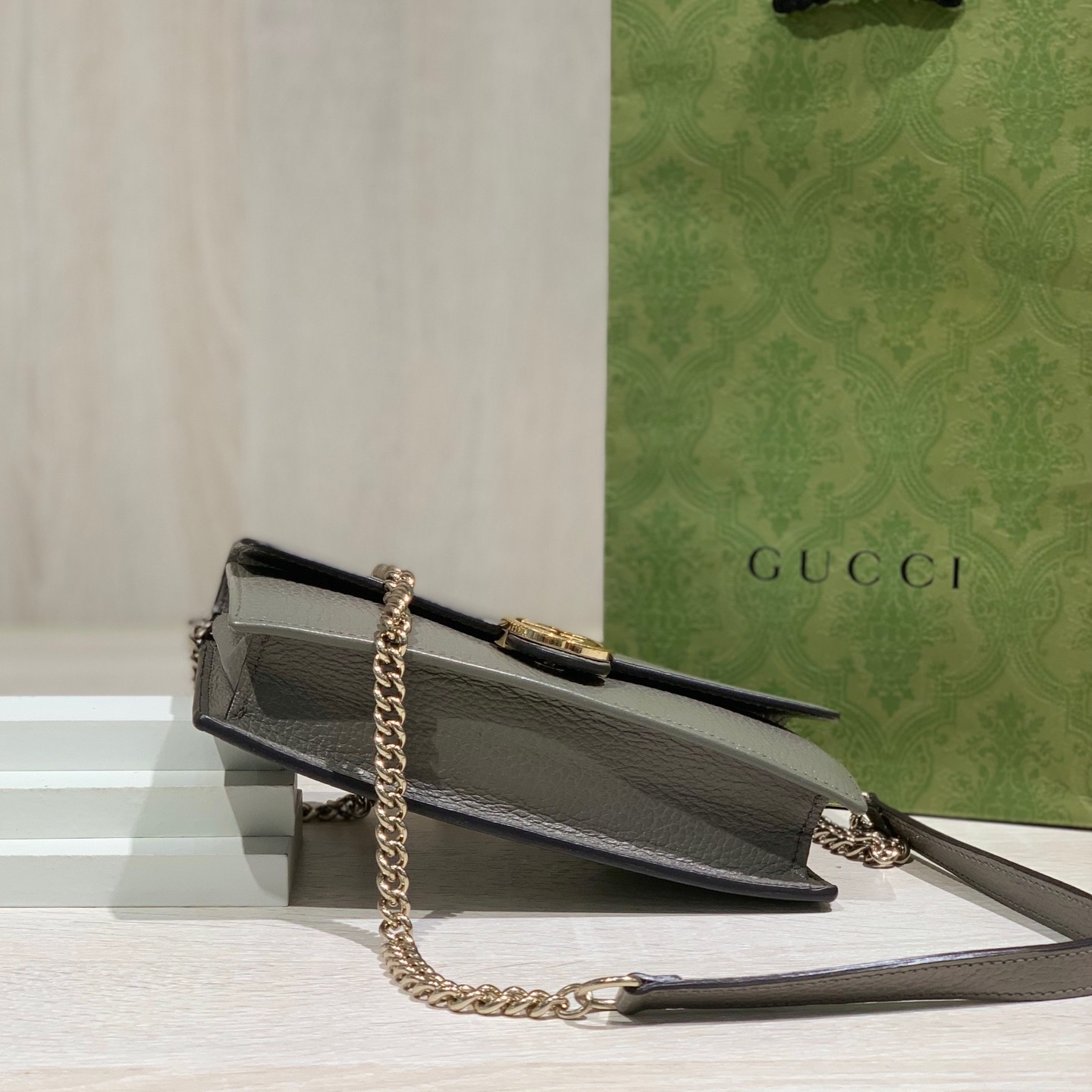 【預訂貨品】Gucci雙G灰色牛皮woc