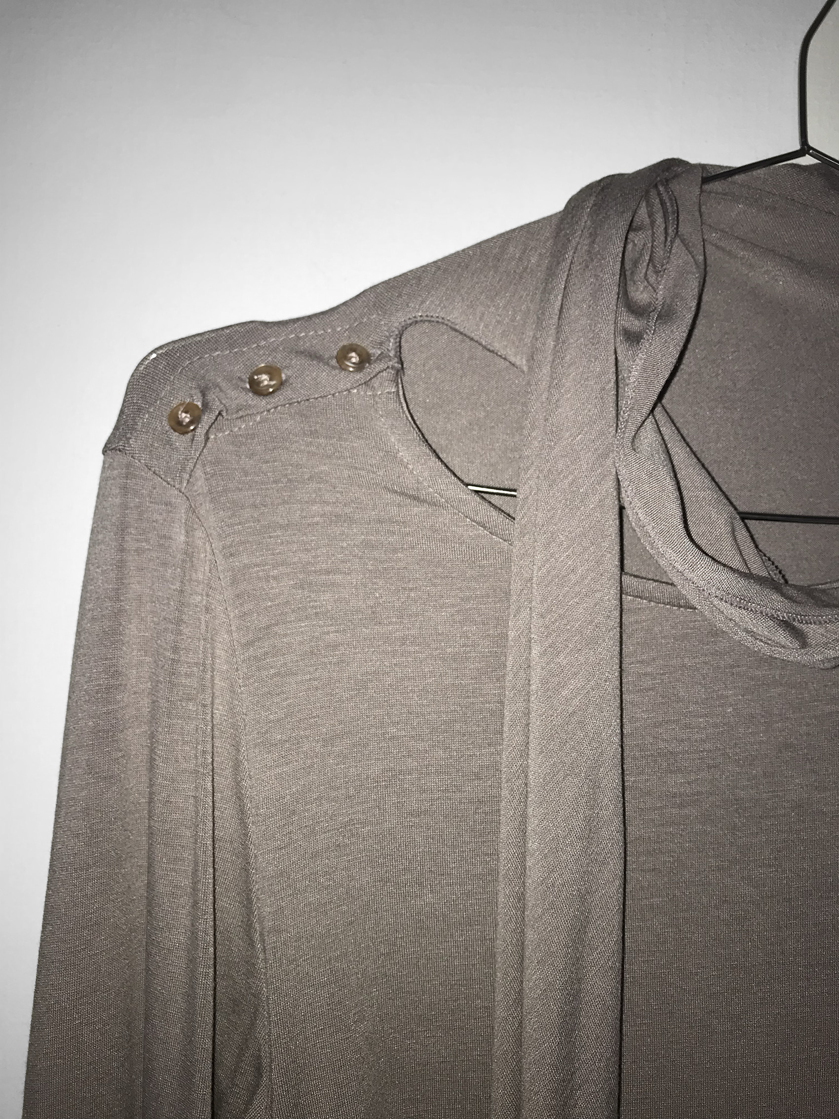 Ruched Button Long Sleeve with Scarf Tie