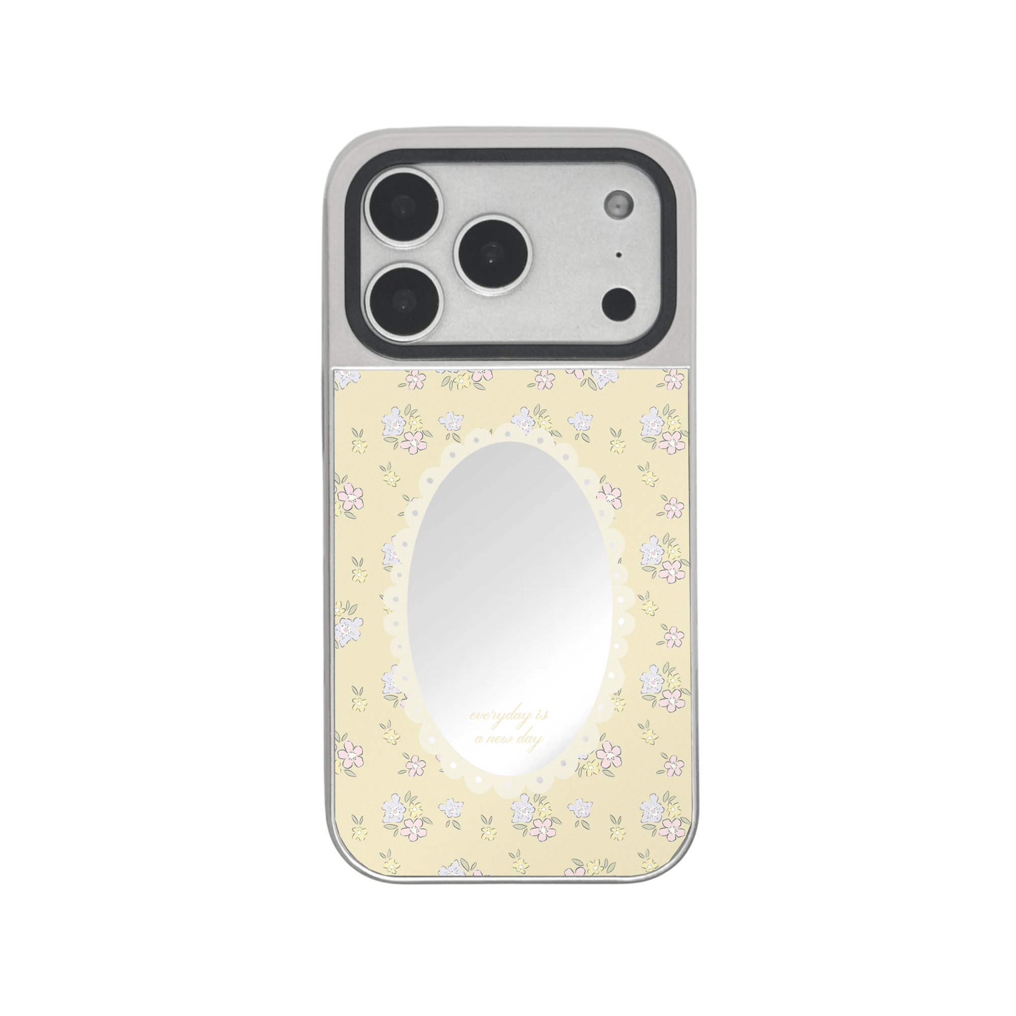 【Summer Petal Whisper *CreamyYellow*】銀框鏡面MagSafe iPhone Case
