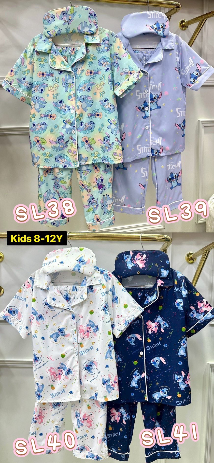 泰國直送真絲睡衣 兒童版 尺寸： 3-6 years 8-12years