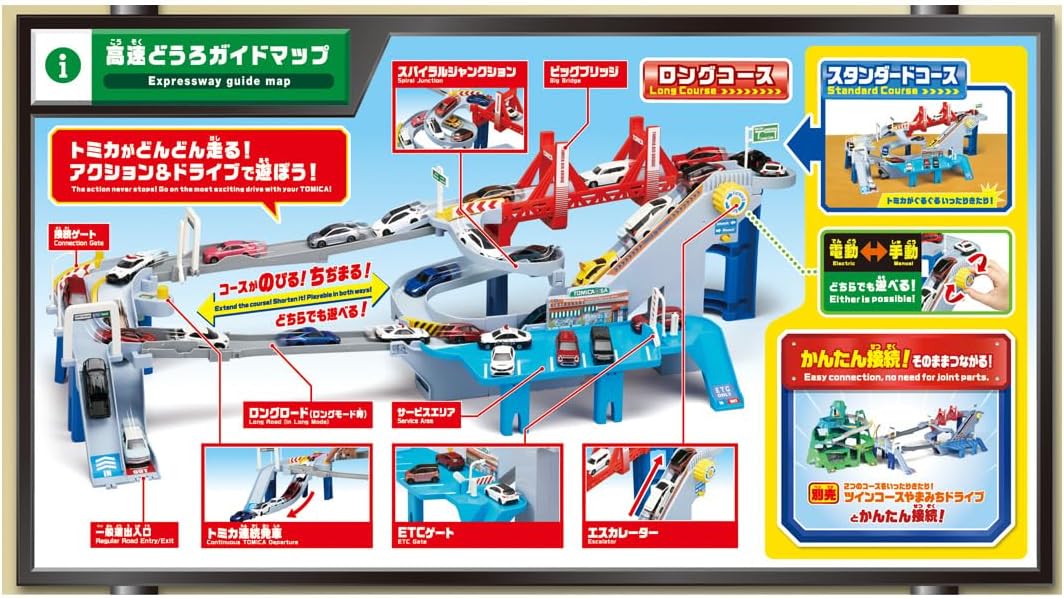 TAKARA TOMY Tomica 2WAY高速公路軌道套裝 兒童玩具 小汽車軌道 停車場玩具 車仔玩具3歲以上 Vbuy