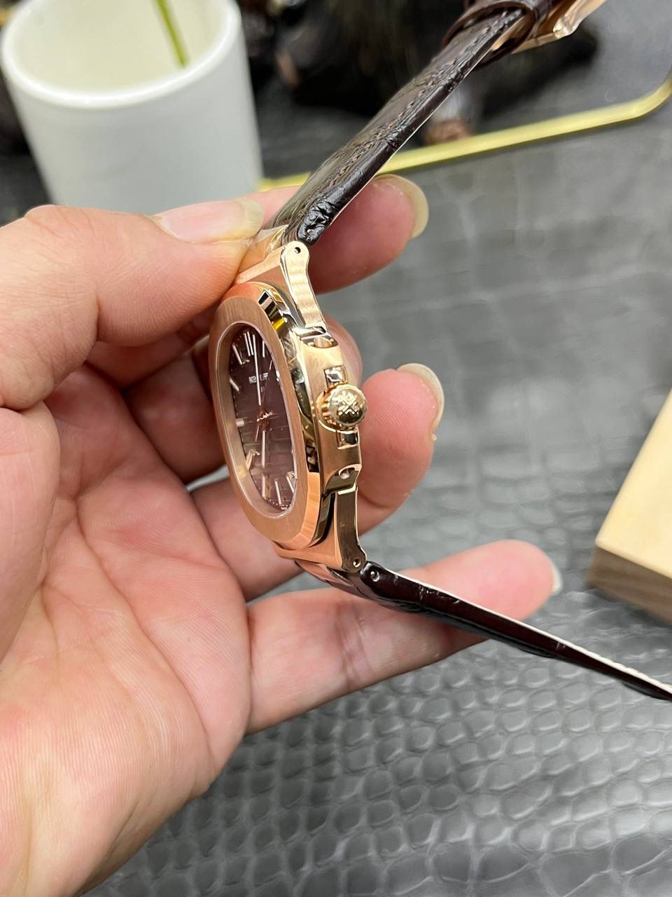 百达翡丽鹦鹉螺5711系列/灰盘玫瑰金款/40mm*8.3mm/Cal.324全自动一体机械机芯😍💯🤍