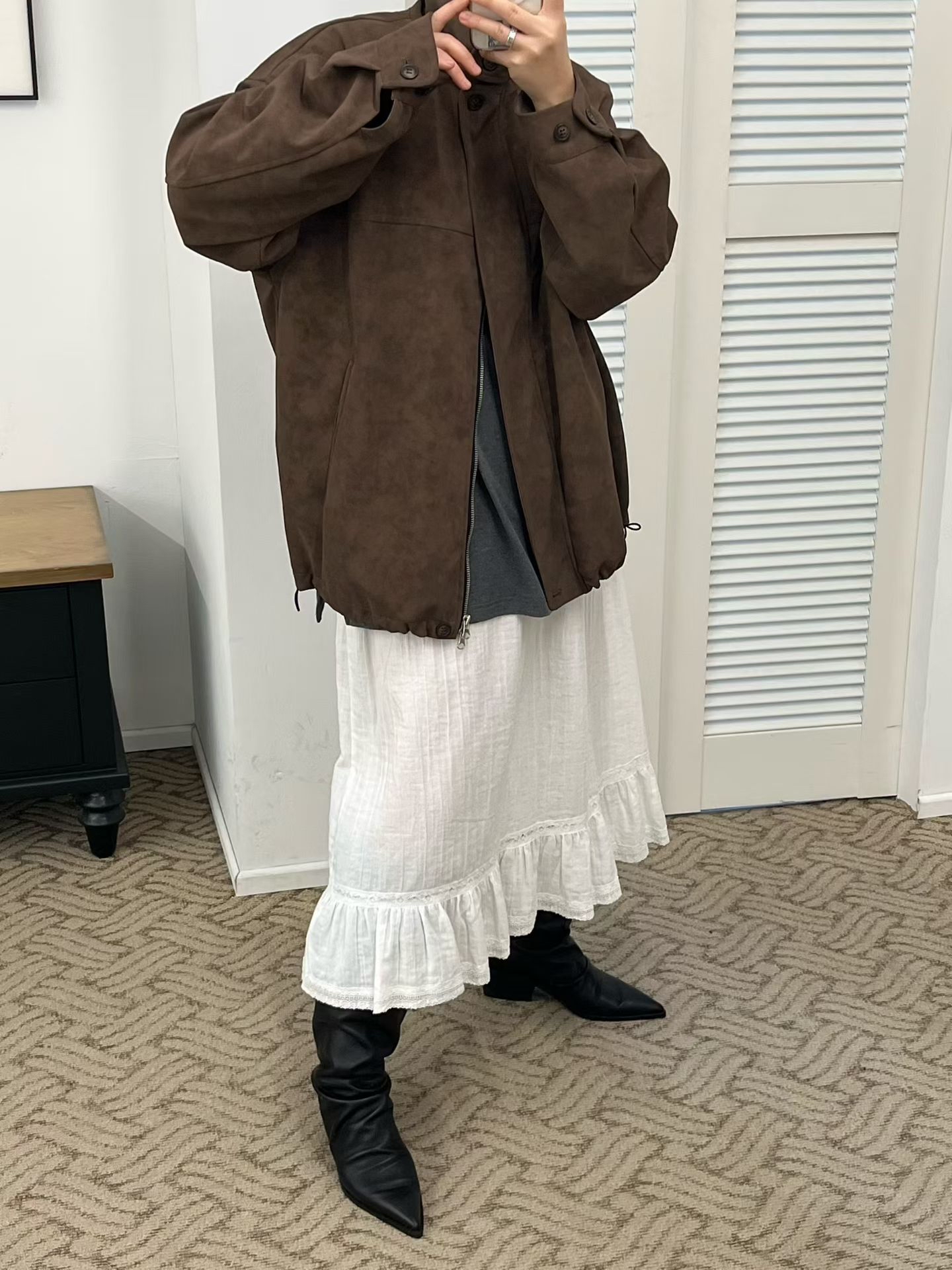 221626 側綁帶ruffle 腳長裙